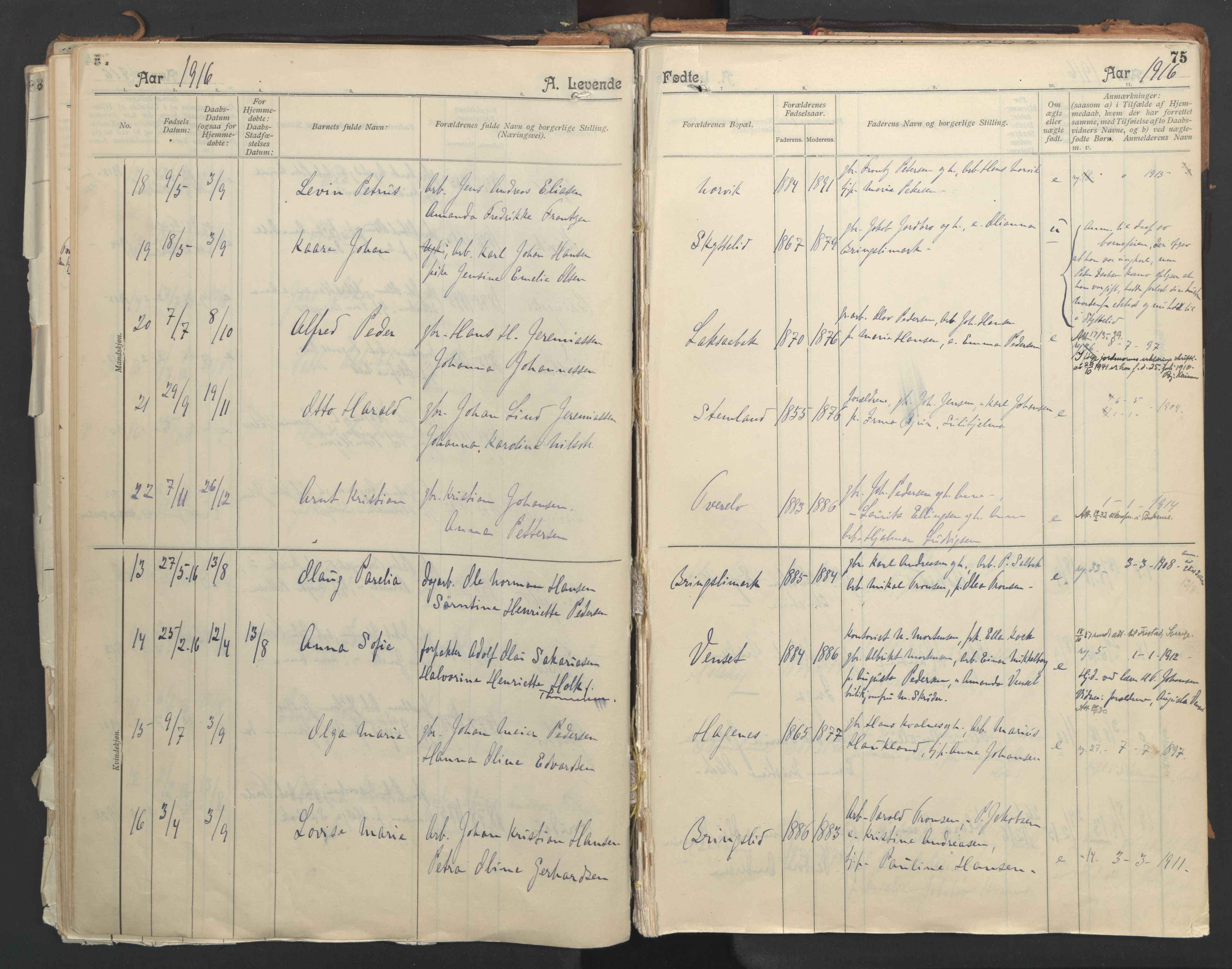 Ministerialprotokoller, klokkerbøker og fødselsregistre - Nordland, AV/SAT-A-1459/851/L0724: Parish register (official) no. 851A01, 1901-1922, p. 75