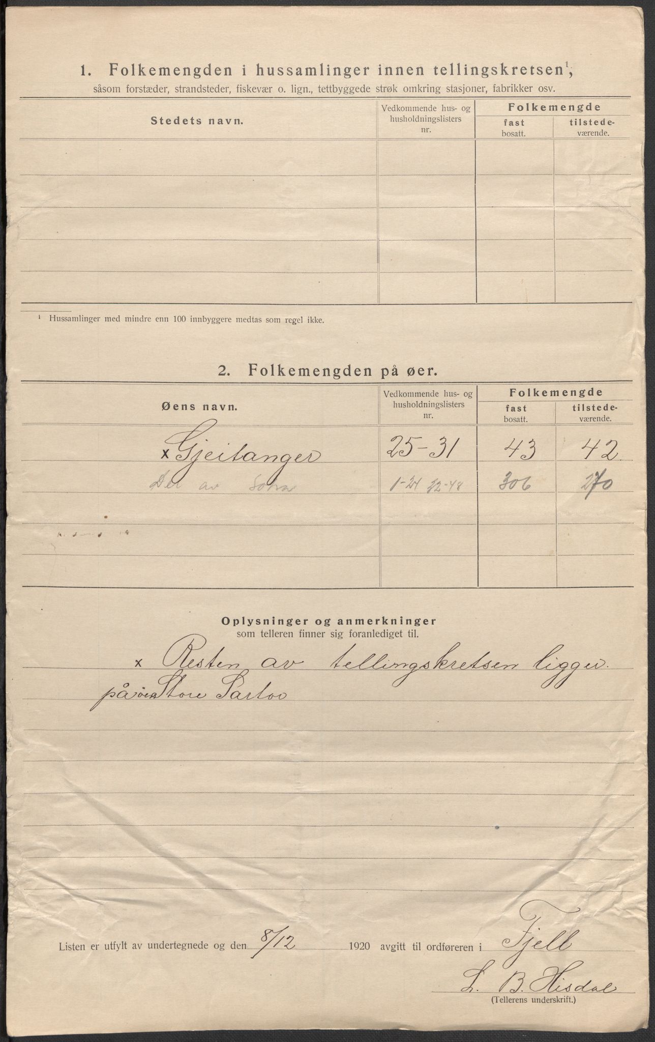 SAB, 1920 census for Fjell, 1920, p. 24