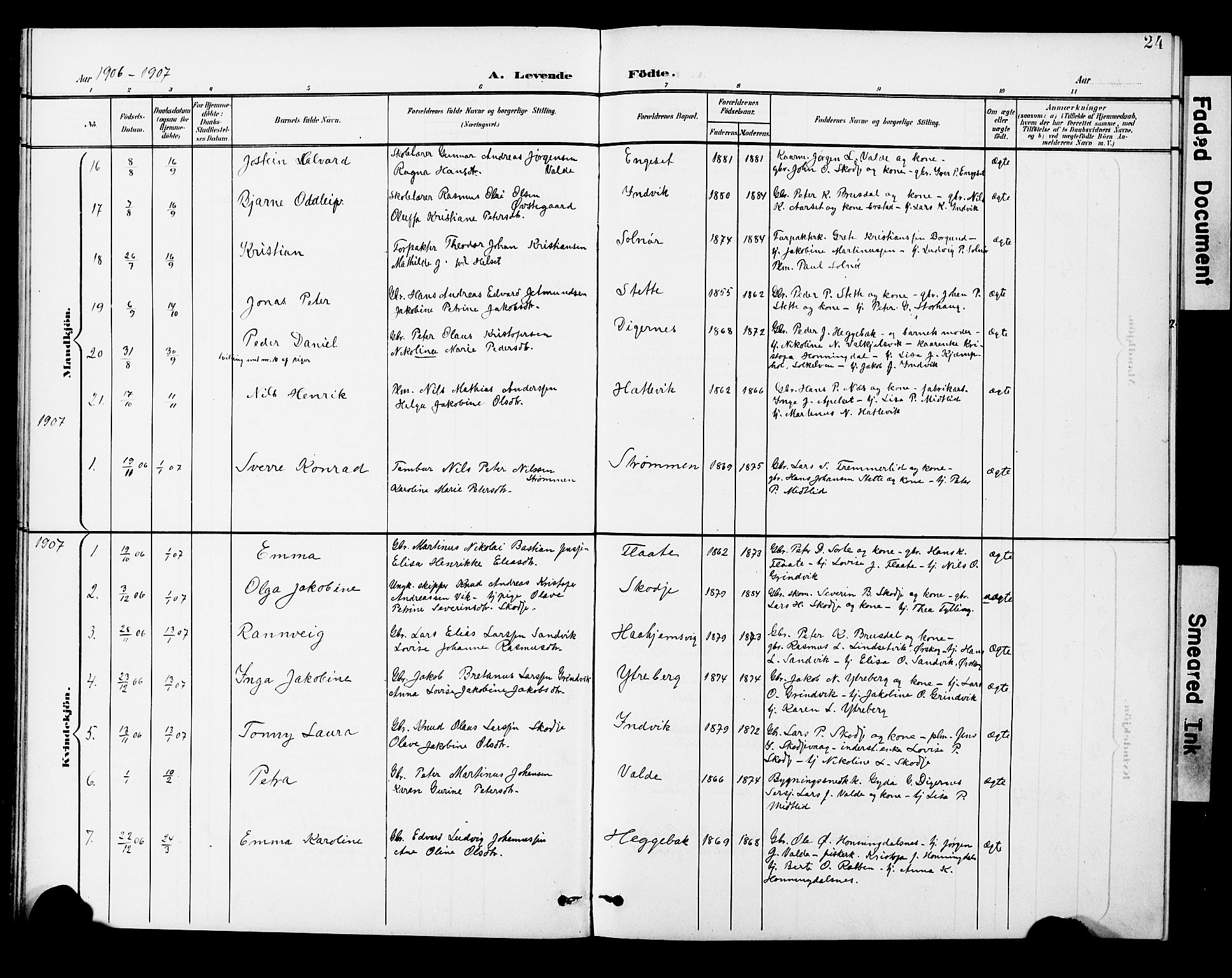 Ministerialprotokoller, klokkerbøker og fødselsregistre - Møre og Romsdal, AV/SAT-A-1454/524/L0366: Parish register (copy) no. 524C07, 1900-1931, p. 24