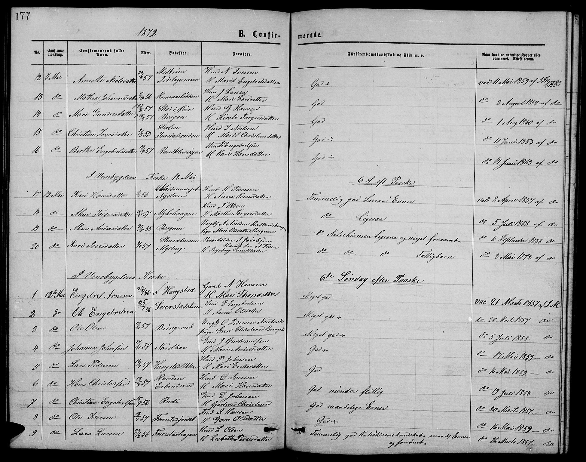 Ringebu prestekontor, AV/SAH-PREST-082/H/Ha/Hab/L0004: Parish register (copy) no. 4, 1867-1879, p. 177