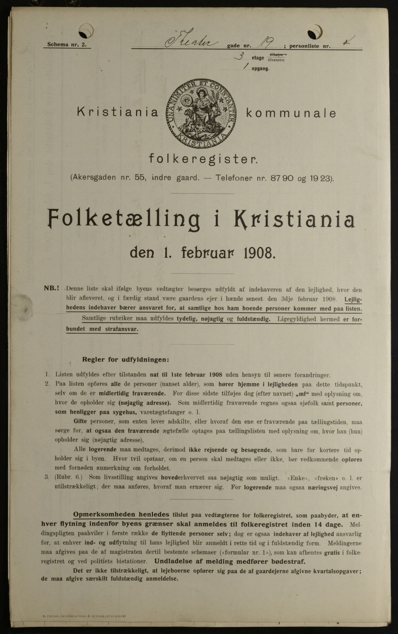 OBA, Municipal Census 1908 for Kristiania, 1908, p. 96458