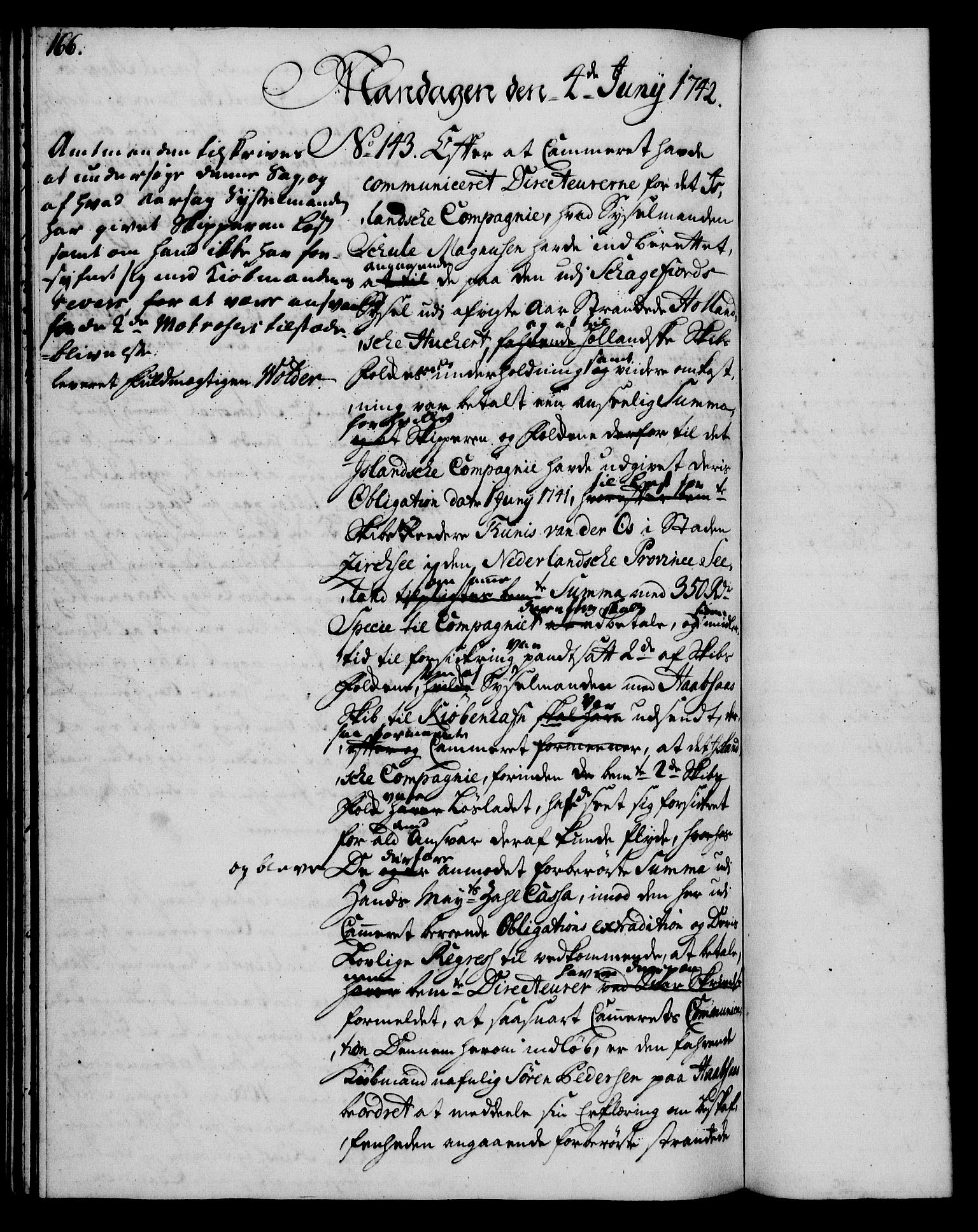 Rentekammeret, Kammerkanselliet, RA/EA-3111/G/Gh/Gha/L0024: Norsk ekstraktmemorialprotokoll (merket RK 53.69), 1742-1743, p. 166