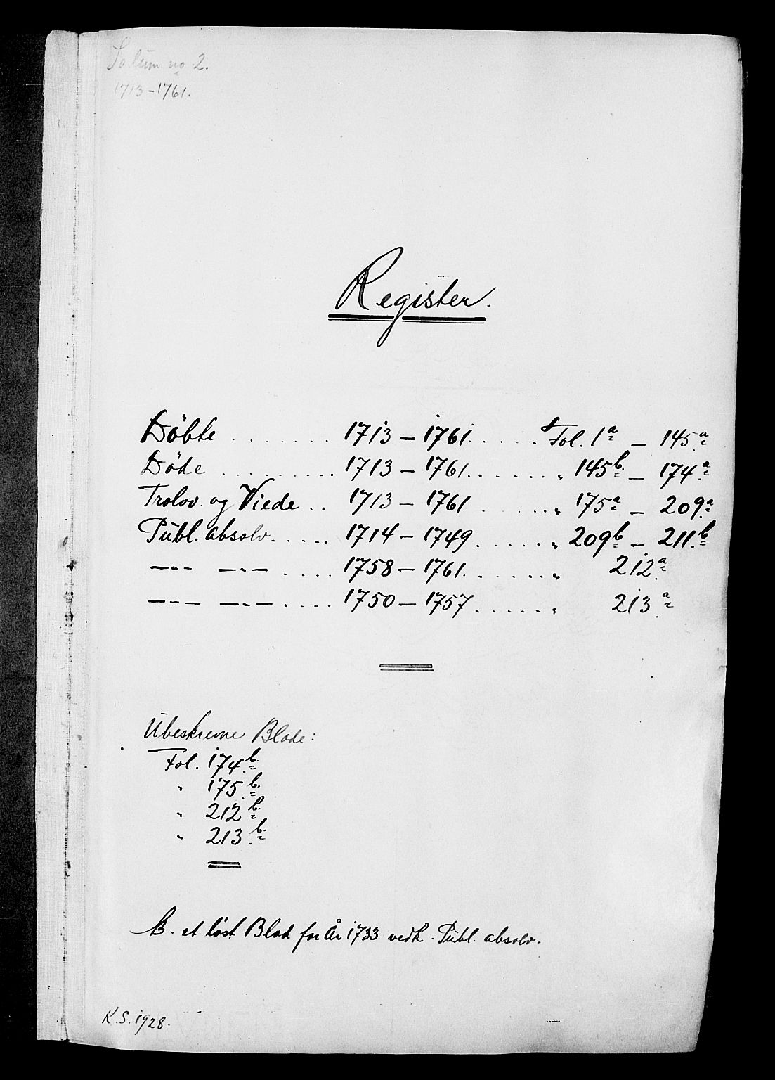 Solum kirkebøker, SAKO/A-306/F/Fa/L0002: Parish register (official) no. I 2, 1713-1761