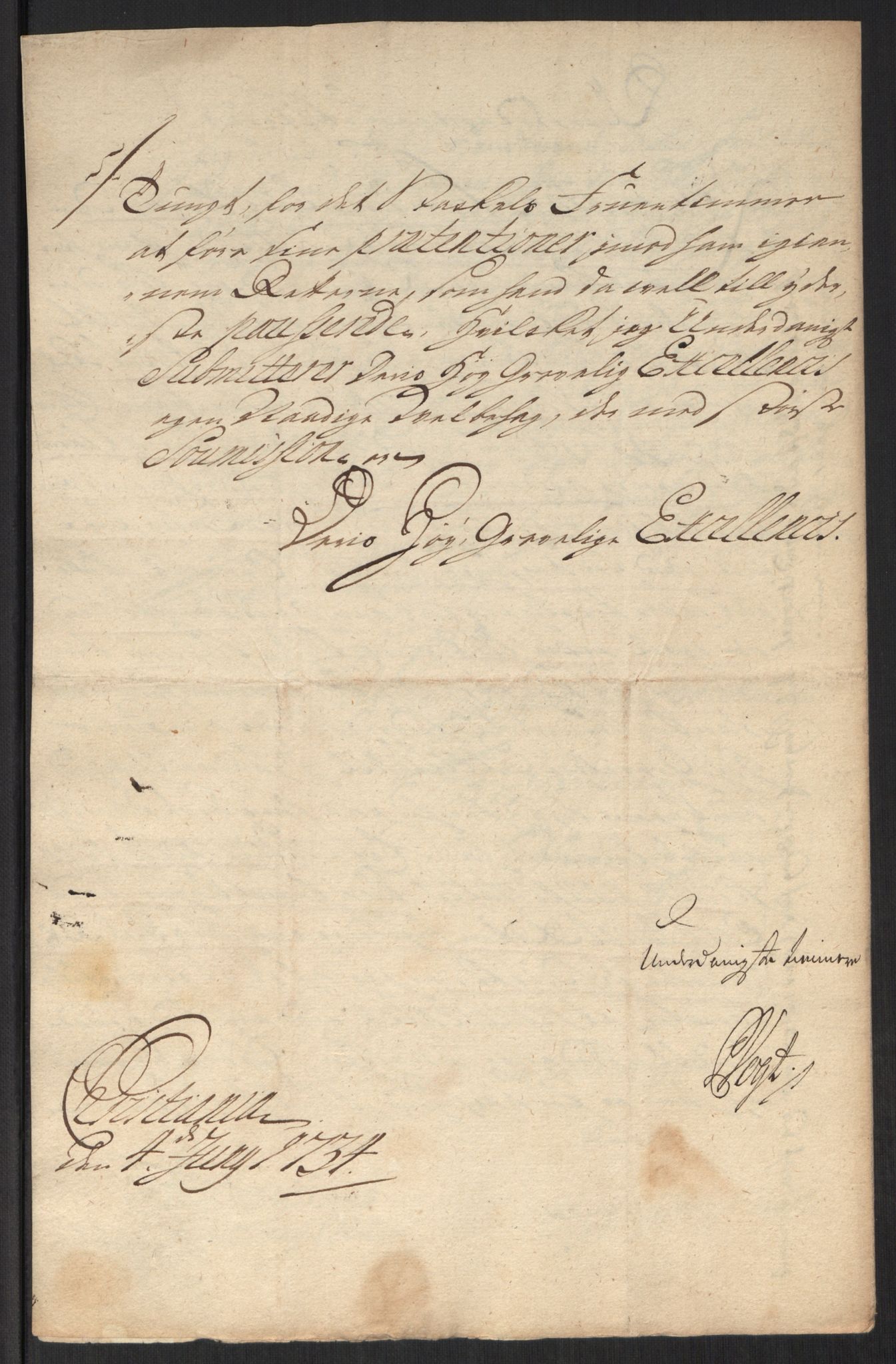 Stattholderembetet 1572-1771, AV/RA-EA-2870/Ef/L0107: Brev fra embetsmenn og andre, 1733-1734, p. 274