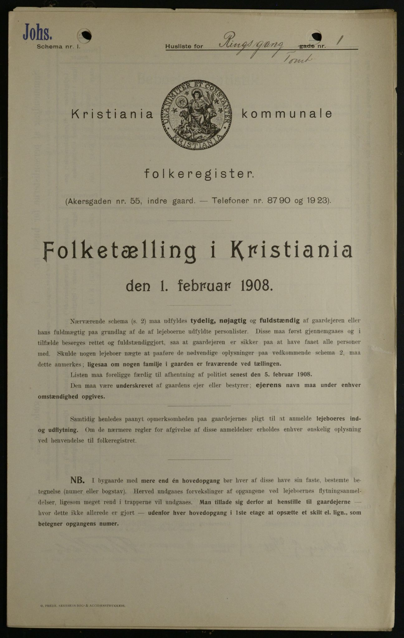 OBA, Municipal Census 1908 for Kristiania, 1908, p. 74742