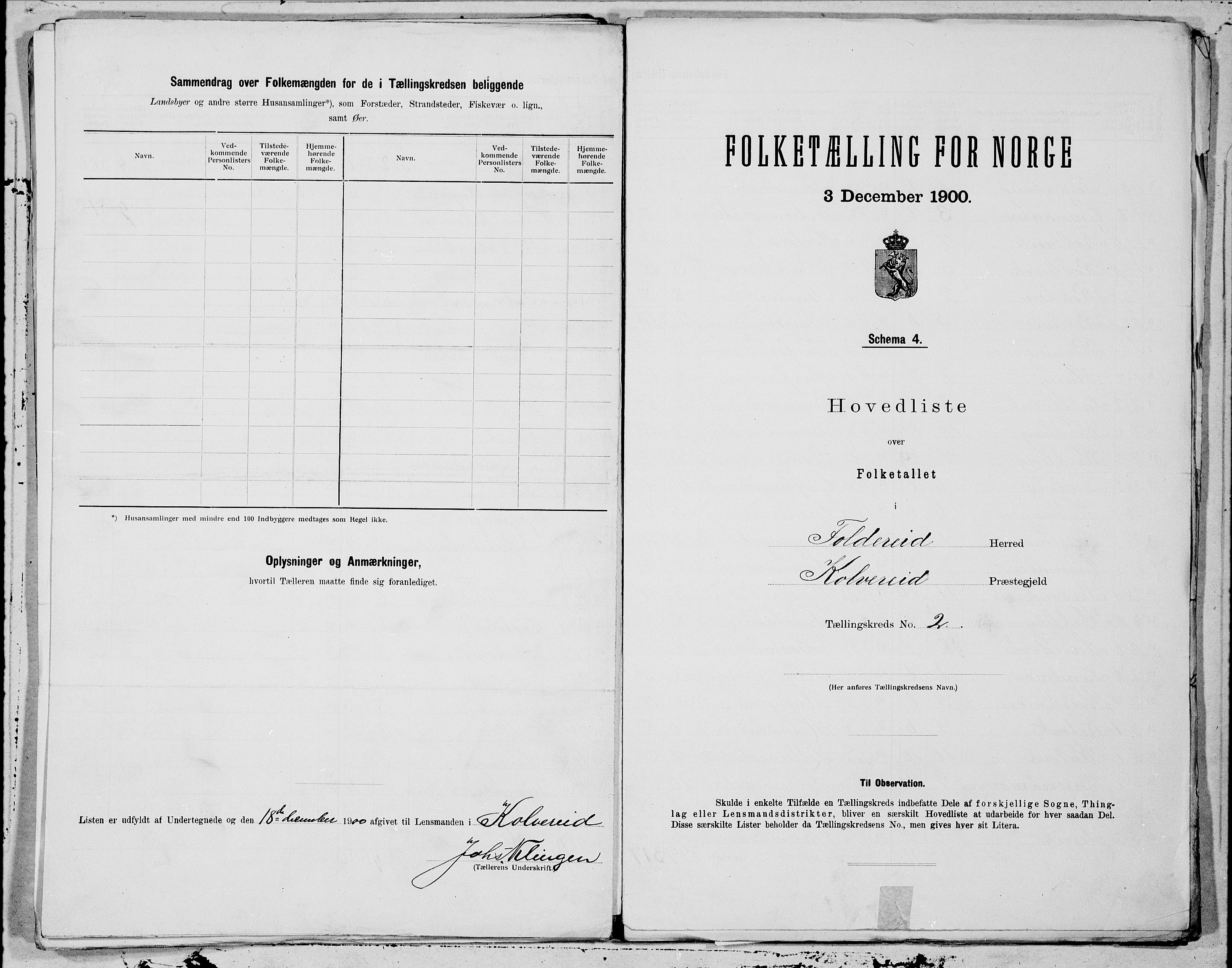 SAT, 1900 census for Foldereid, 1900, p. 4