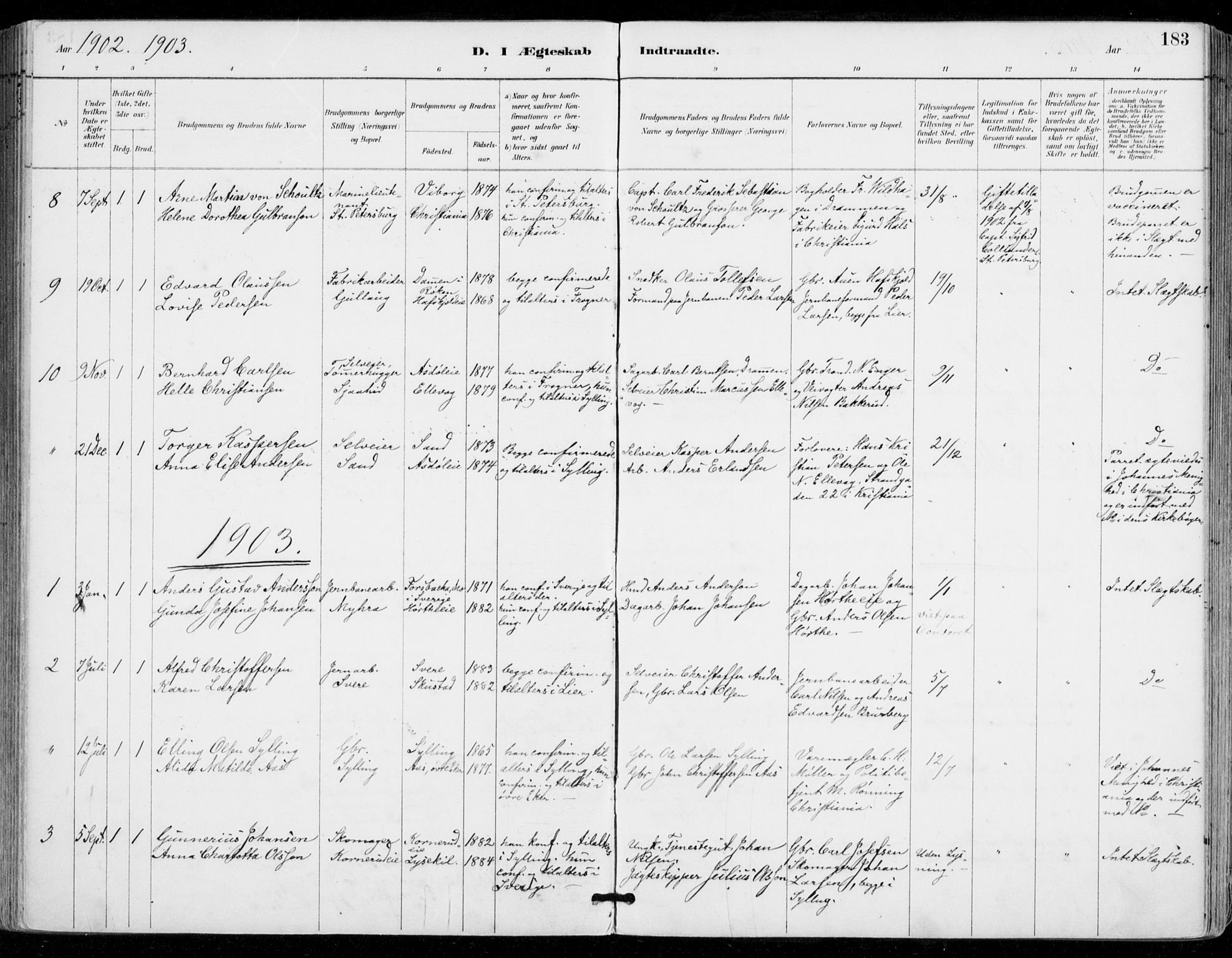 Sylling kirkebøker, AV/SAKO-A-247/F/Fa/L0001: Parish register (official) no. 1, 1883-1910, p. 183