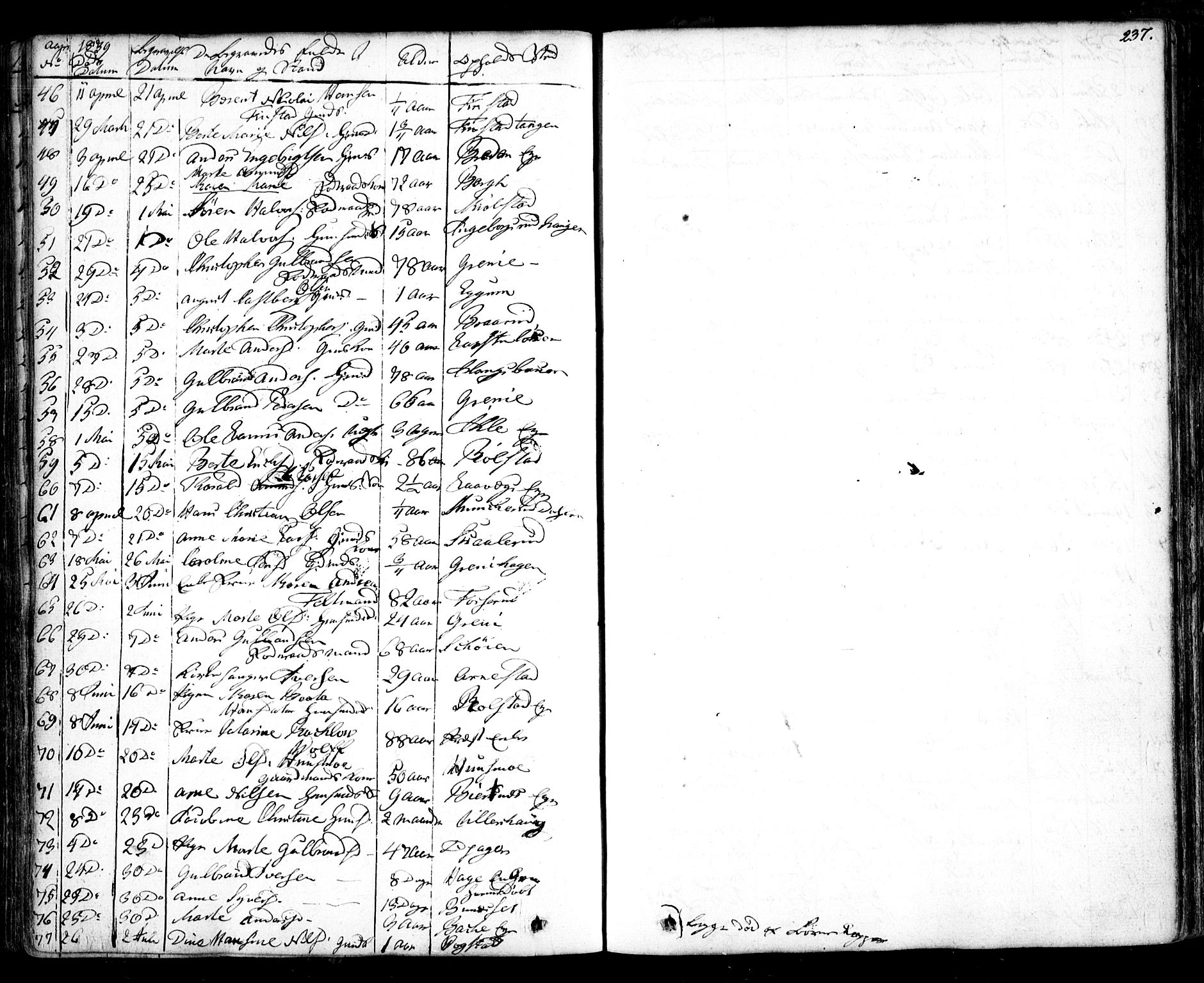 Nes prestekontor Kirkebøker, AV/SAO-A-10410/F/Fa/L0006: Parish register (official) no. I 6, 1833-1845, p. 237