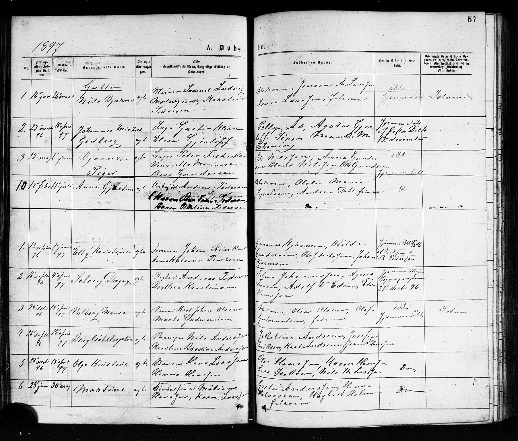 Porsgrunn kirkebøker , AV/SAKO-A-104/G/Ga/L0003: Parish register (copy) no. I 3, 1877-1915, p. 57