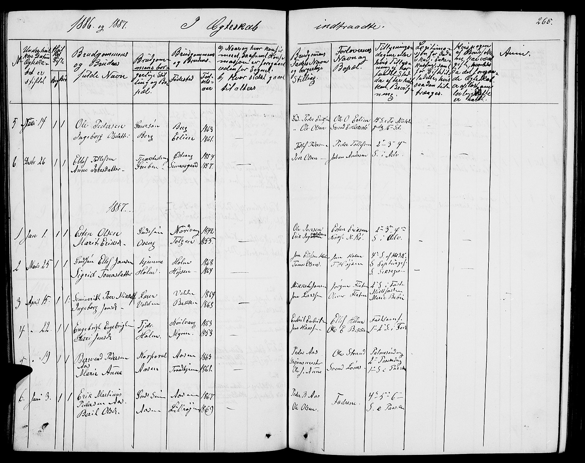 Tolga prestekontor, SAH/PREST-062/L/L0004: Parish register (copy) no. 4, 1845-1887, p. 265