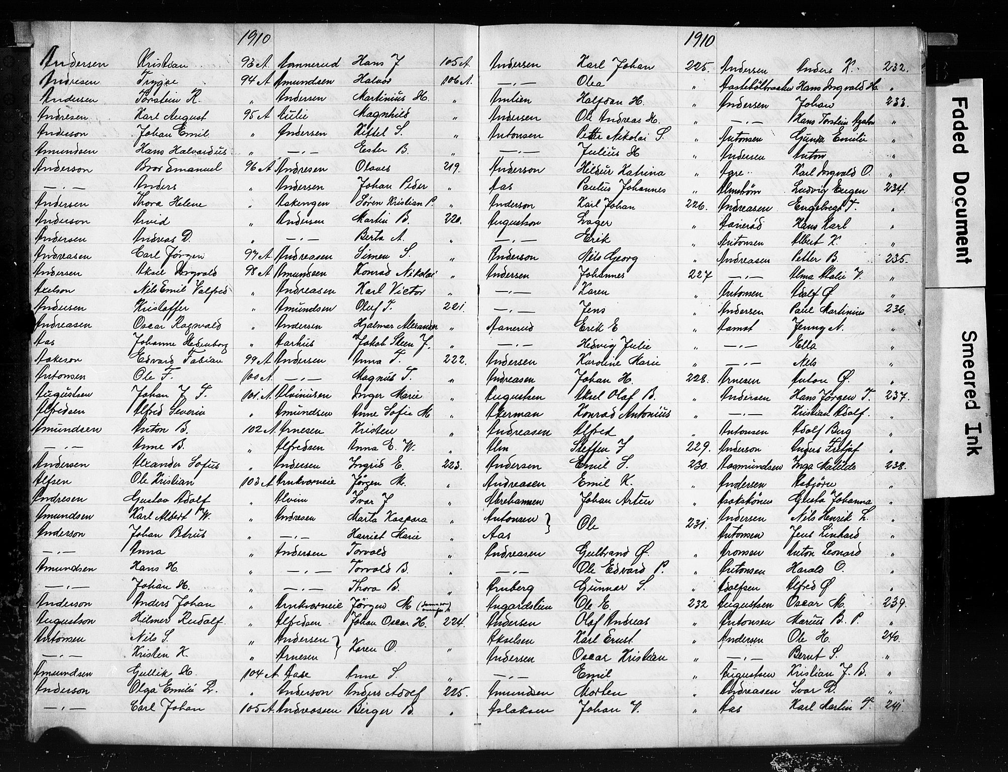 Oslo politidistrikt, AV/SAO-A-10085/E/Ee/Eefa/L0011: Register til emigrantprotokollene, 1910-1914