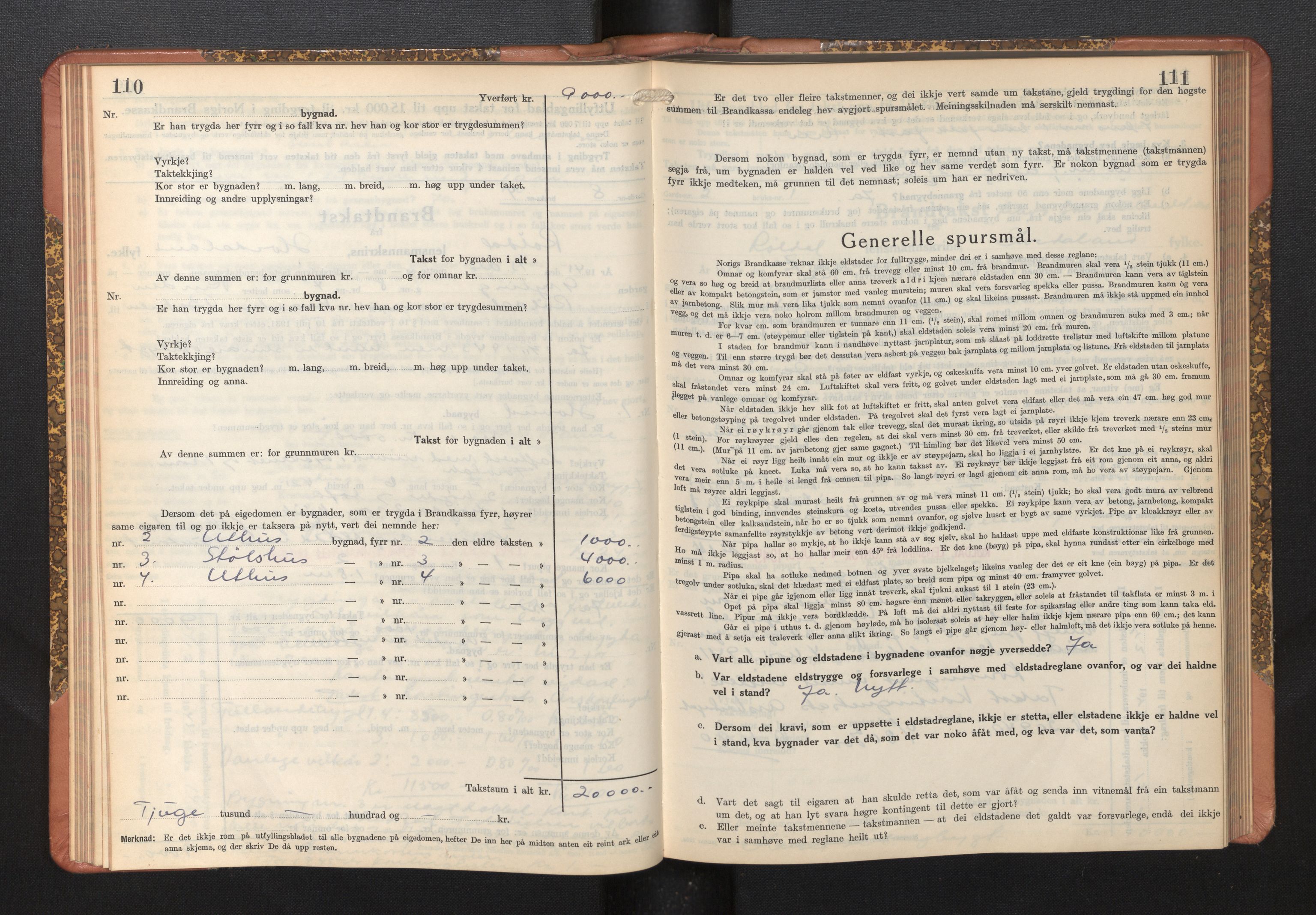 Lensmannen i Røldal, AV/SAB-A-34501/0012/L0004: Branntakstprotokoll, skjematakst, 1936-1950, p. 110-111