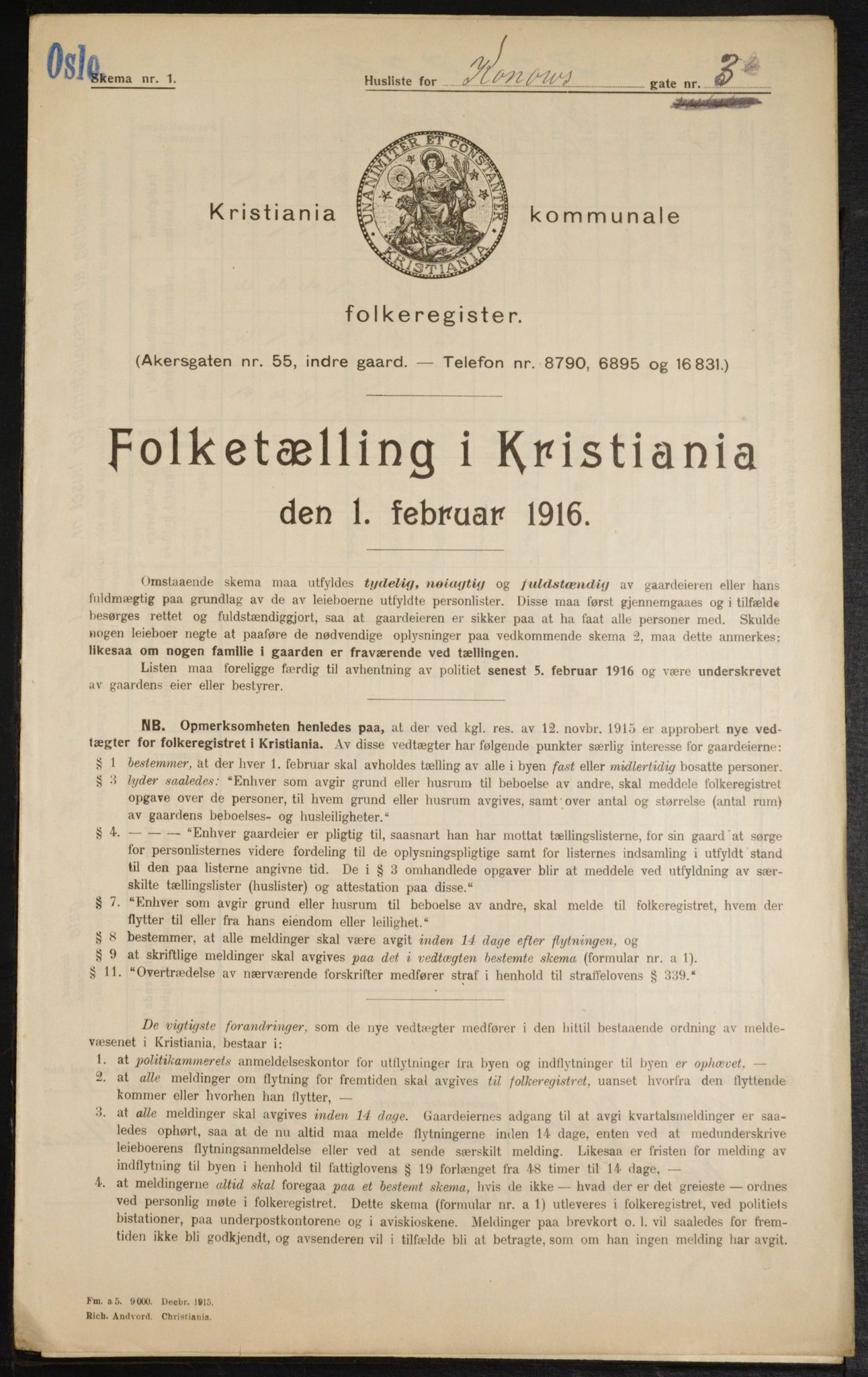 OBA, Municipal Census 1916 for Kristiania, 1916, p. 54135