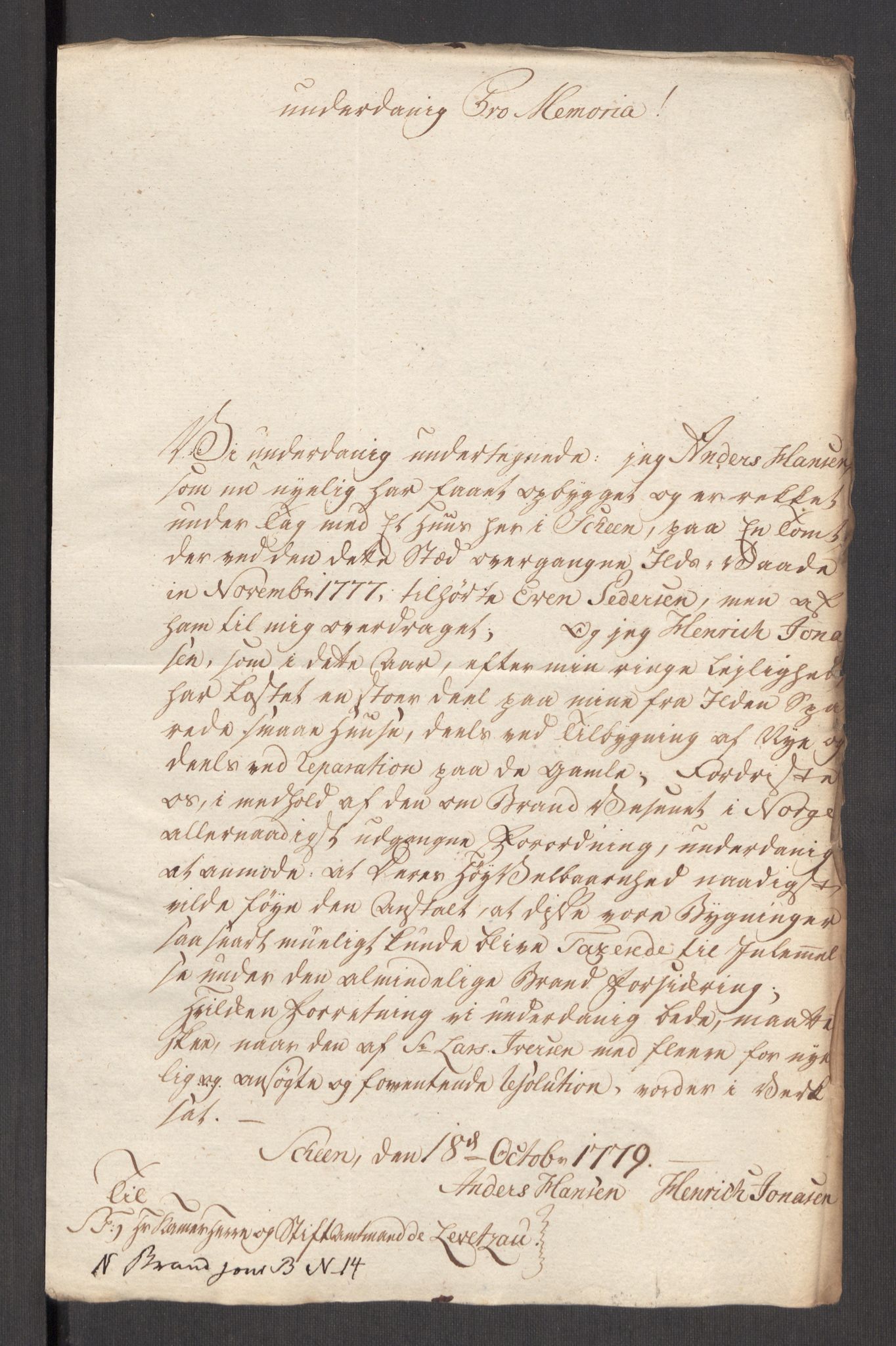 Kommersekollegiet, Brannforsikringskontoret 1767-1814, AV/RA-EA-5458/F/Fa/L0044a/0002: Skien / Branntakstprotokoll, 1779