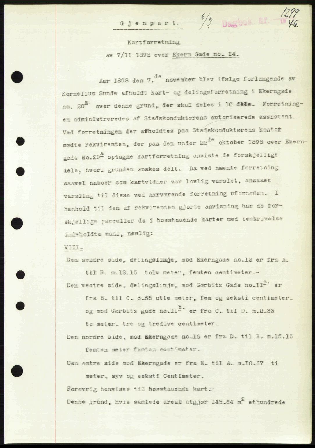 Byfogd og Byskriver i Bergen, SAB/A-3401/03/03Bc/L0022: Mortgage book no. A18, 1946-1946, Diary no: : 1299/1946