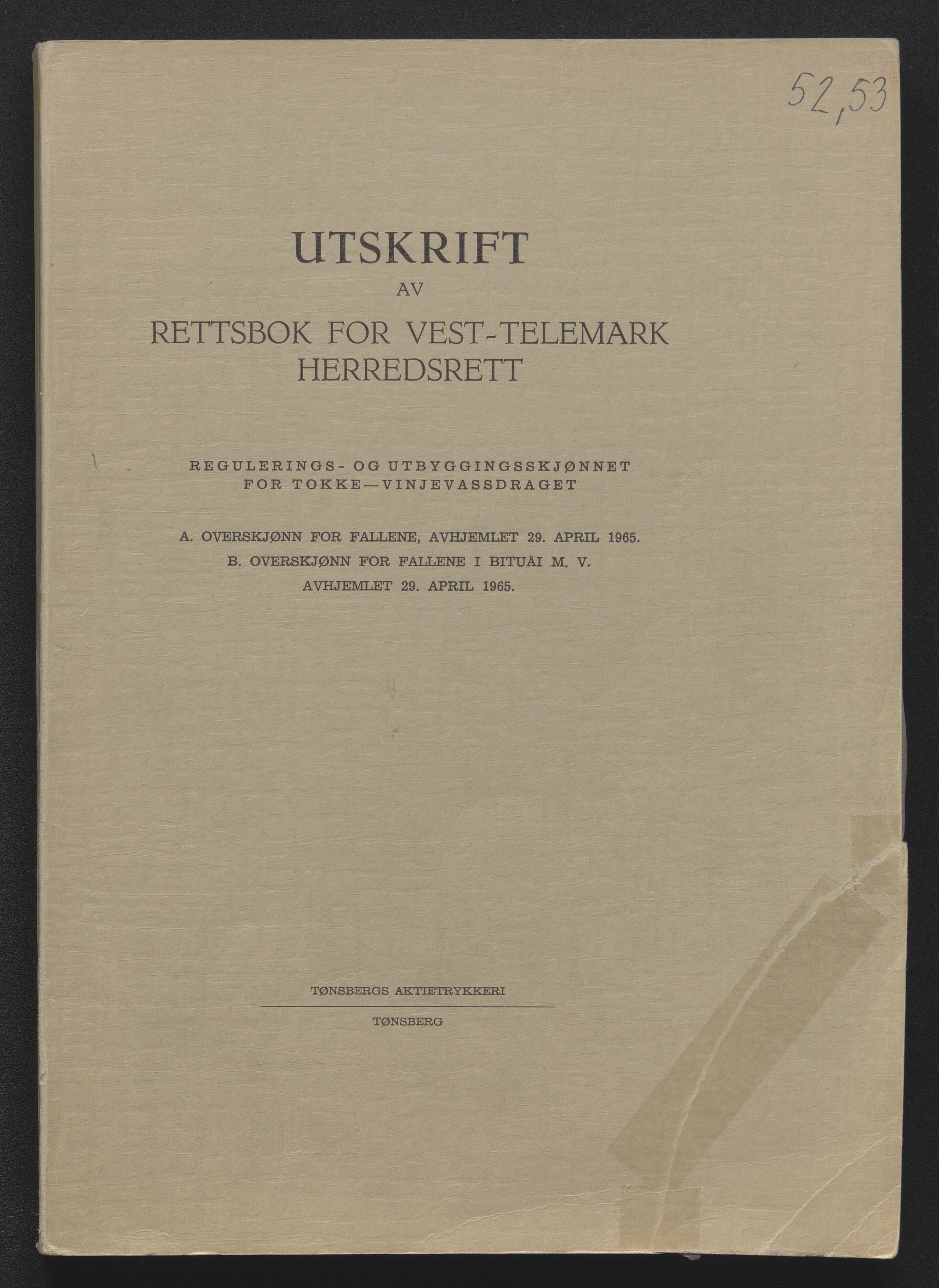 Vest-Telemark sorenskriveri, SAKO/A-134/F/Fo/Foc/L0002: Tokke og Vinjevassdraget rettsbøker, 1964-1973, p. 75