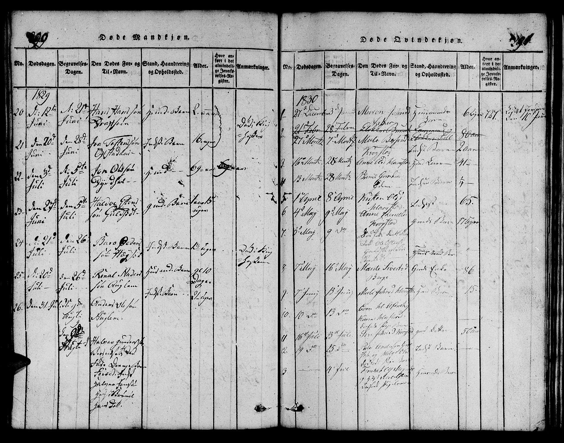 Ministerialprotokoller, klokkerbøker og fødselsregistre - Sør-Trøndelag, SAT/A-1456/695/L1152: Parish register (copy) no. 695C03, 1816-1831, p. 290-291