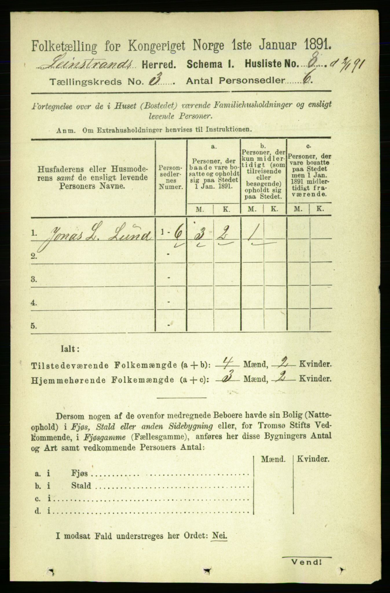 RA, 1891 census for 1654 Leinstrand, 1891, p. 933