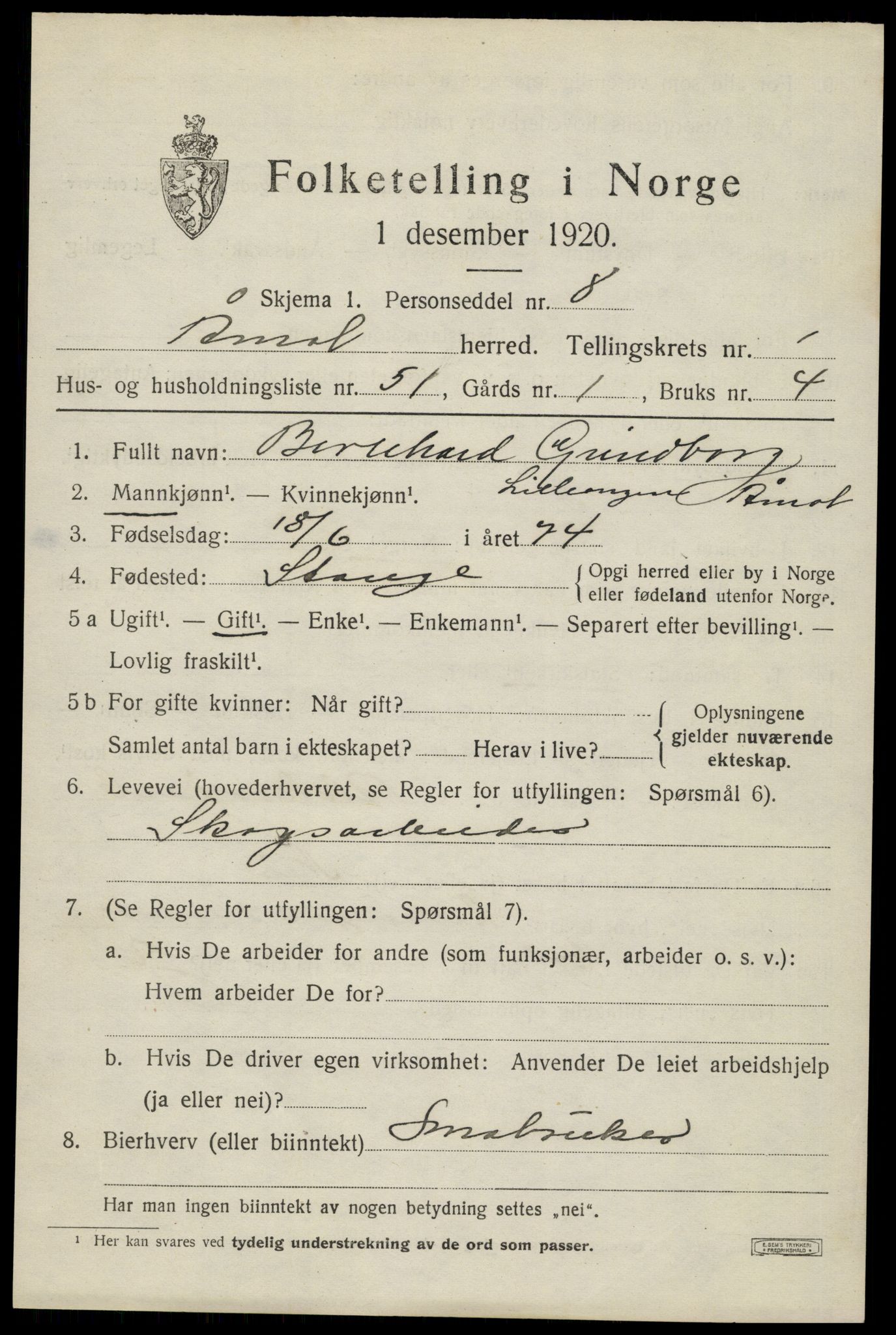 SAH, 1920 census for Åmot, 1920, p. 2069