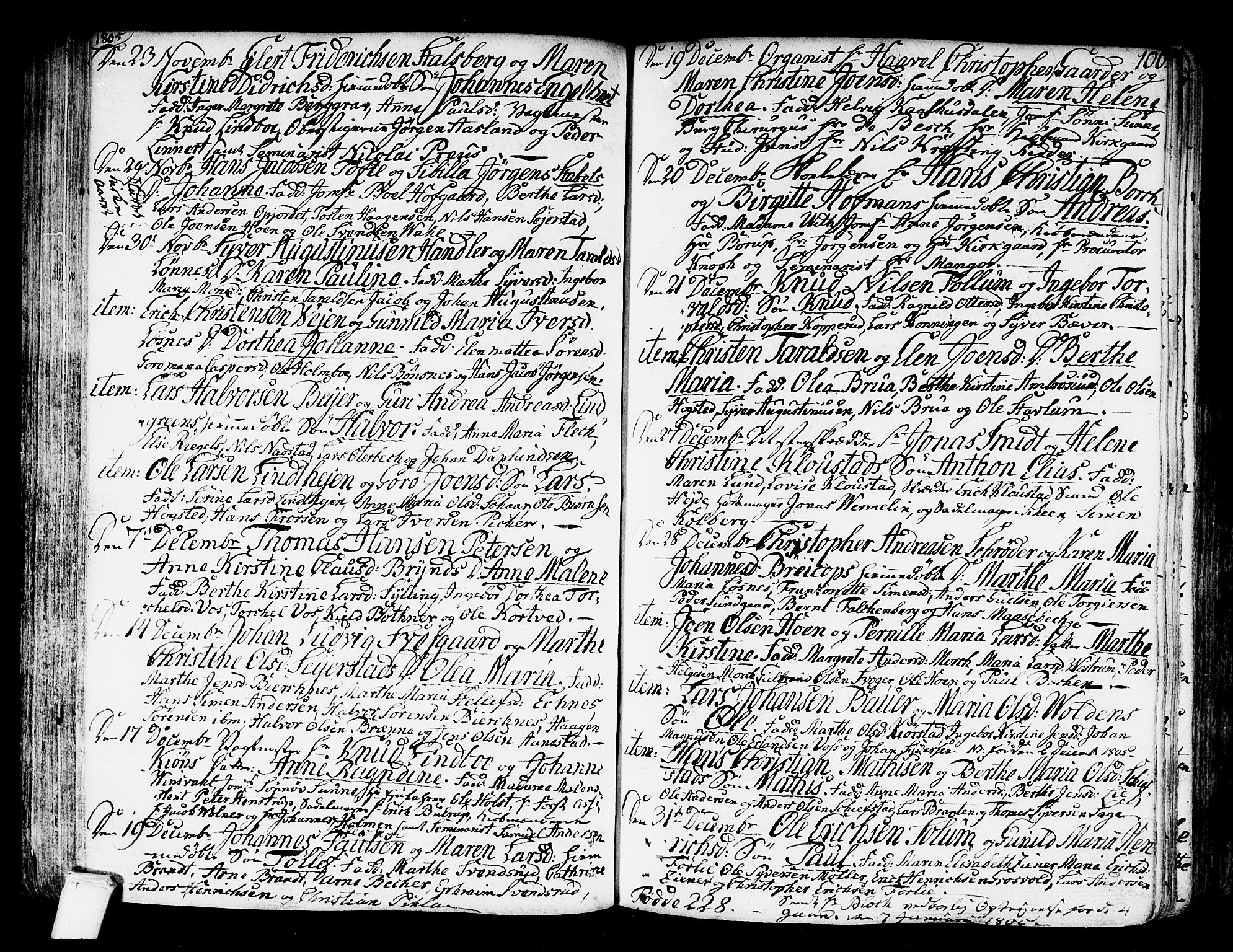 Kongsberg kirkebøker, AV/SAKO-A-22/F/Fa/L0007: Parish register (official) no. I 7, 1795-1816, p. 100