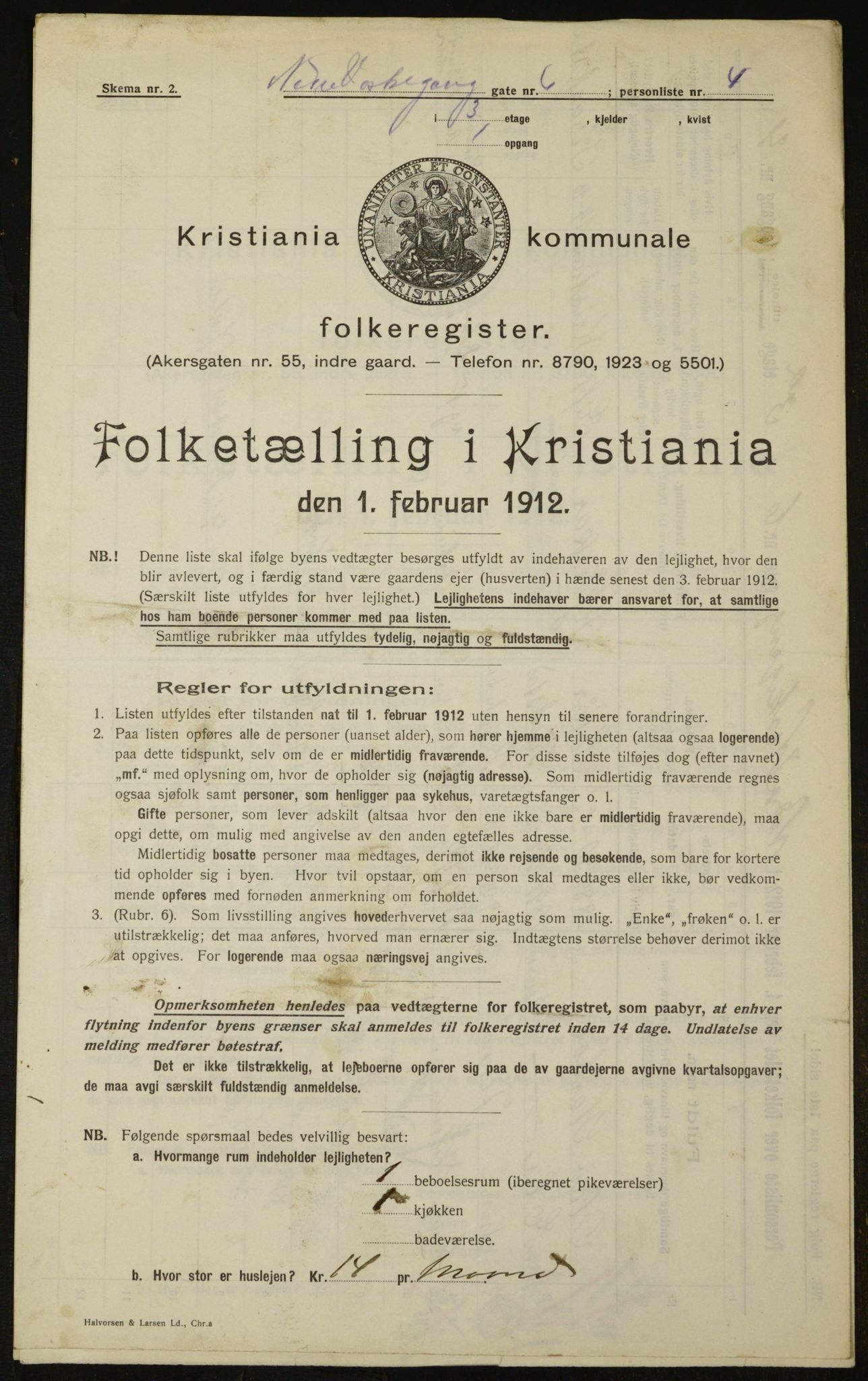 OBA, Municipal Census 1912 for Kristiania, 1912, p. 70110