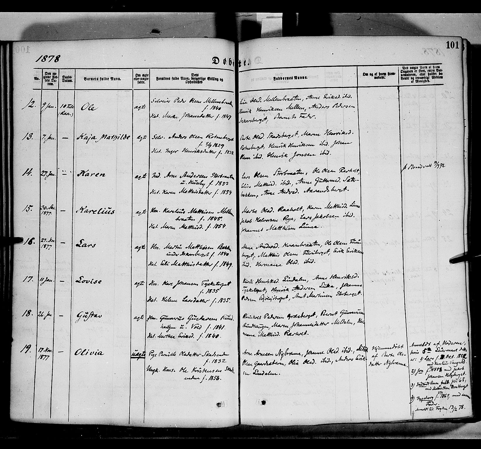 Grue prestekontor, SAH/PREST-036/H/Ha/Haa/L0011: Parish register (official) no. 11, 1873-1880, p. 101