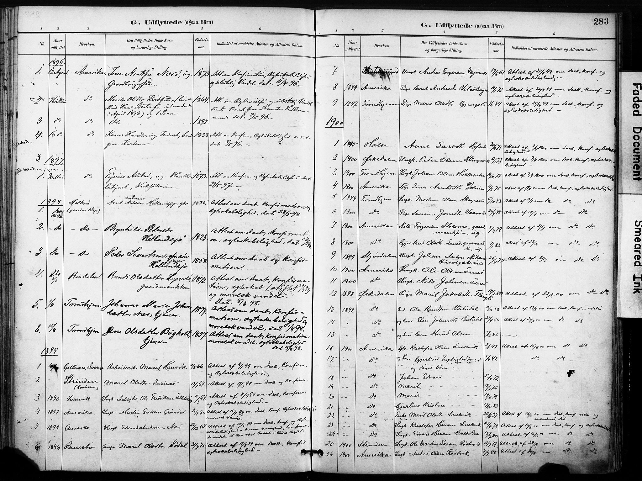 Ministerialprotokoller, klokkerbøker og fødselsregistre - Sør-Trøndelag, AV/SAT-A-1456/630/L0497: Parish register (official) no. 630A10, 1896-1910, p. 283