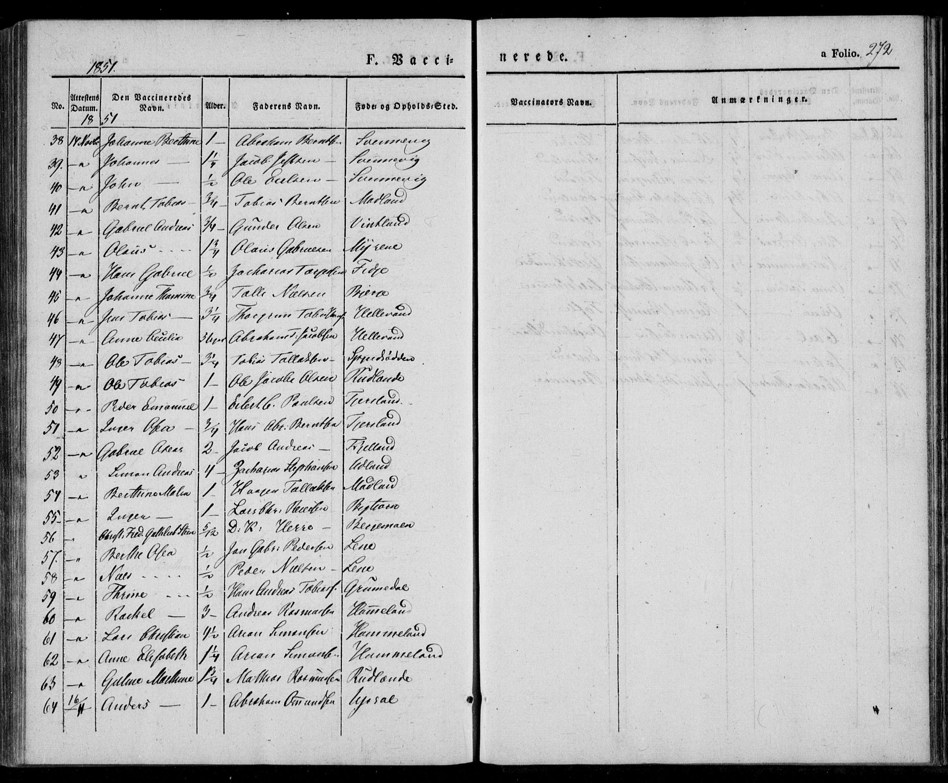 Lyngdal sokneprestkontor, AV/SAK-1111-0029/F/Fa/Fac/L0008: Parish register (official) no. A 8, 1837-1852, p. 272