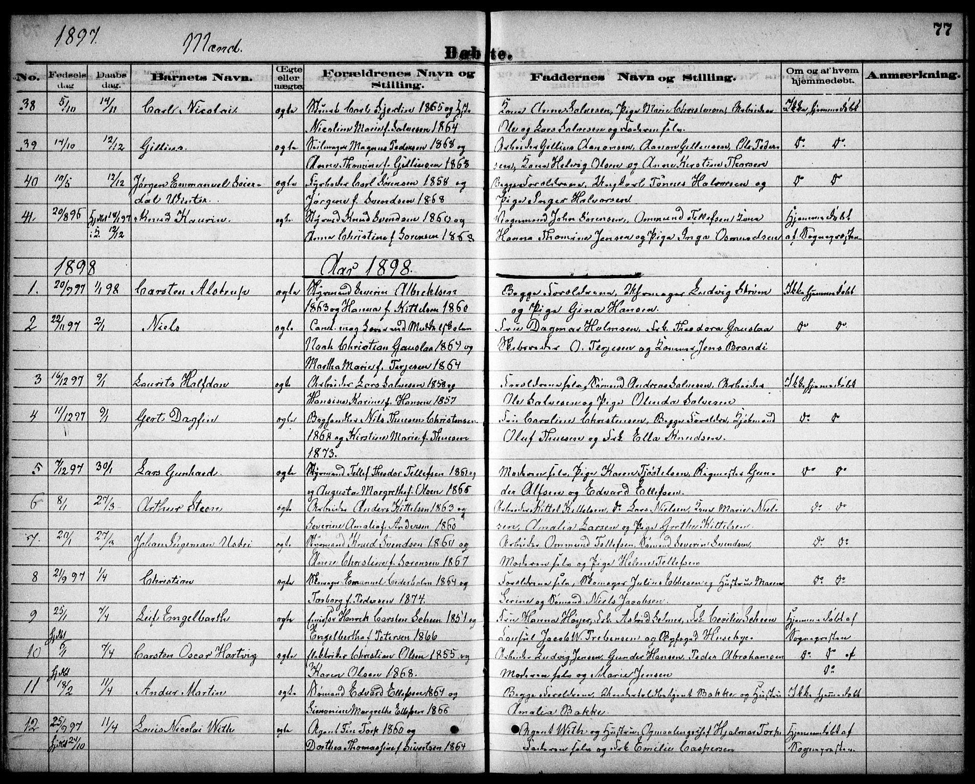 Risør sokneprestkontor, AV/SAK-1111-0035/F/Fb/L0007: Parish register (copy) no. B 7, 1885-1908, p. 77