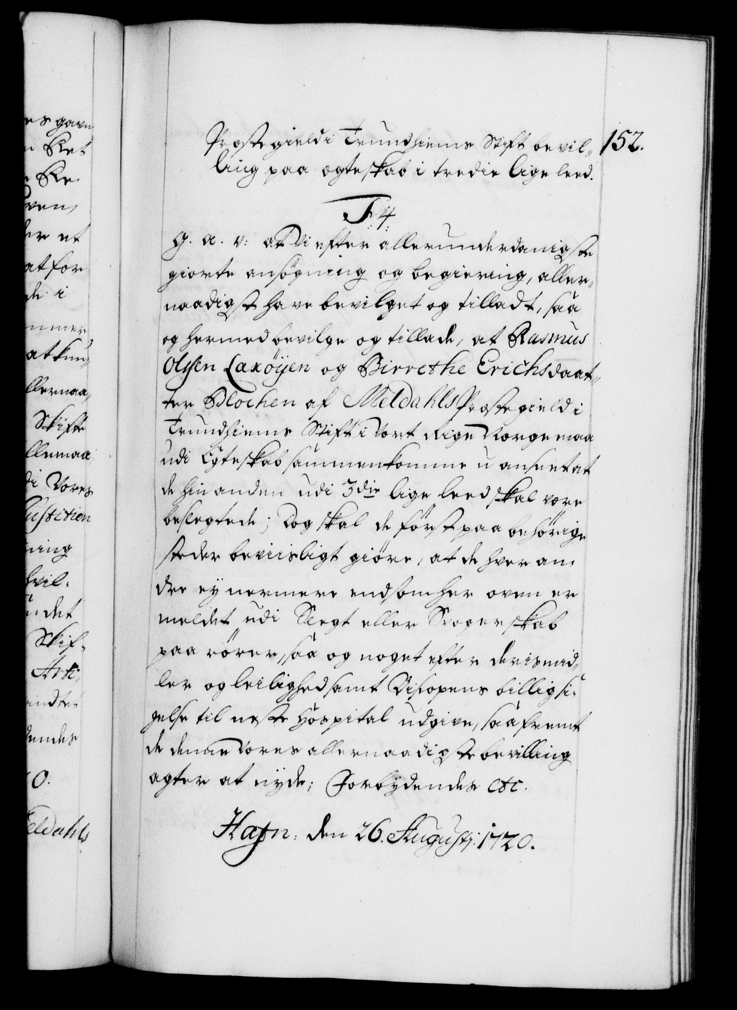 Danske Kanselli 1572-1799, RA/EA-3023/F/Fc/Fca/Fcaa/L0023: Norske registre, 1720-1722, p. 152a