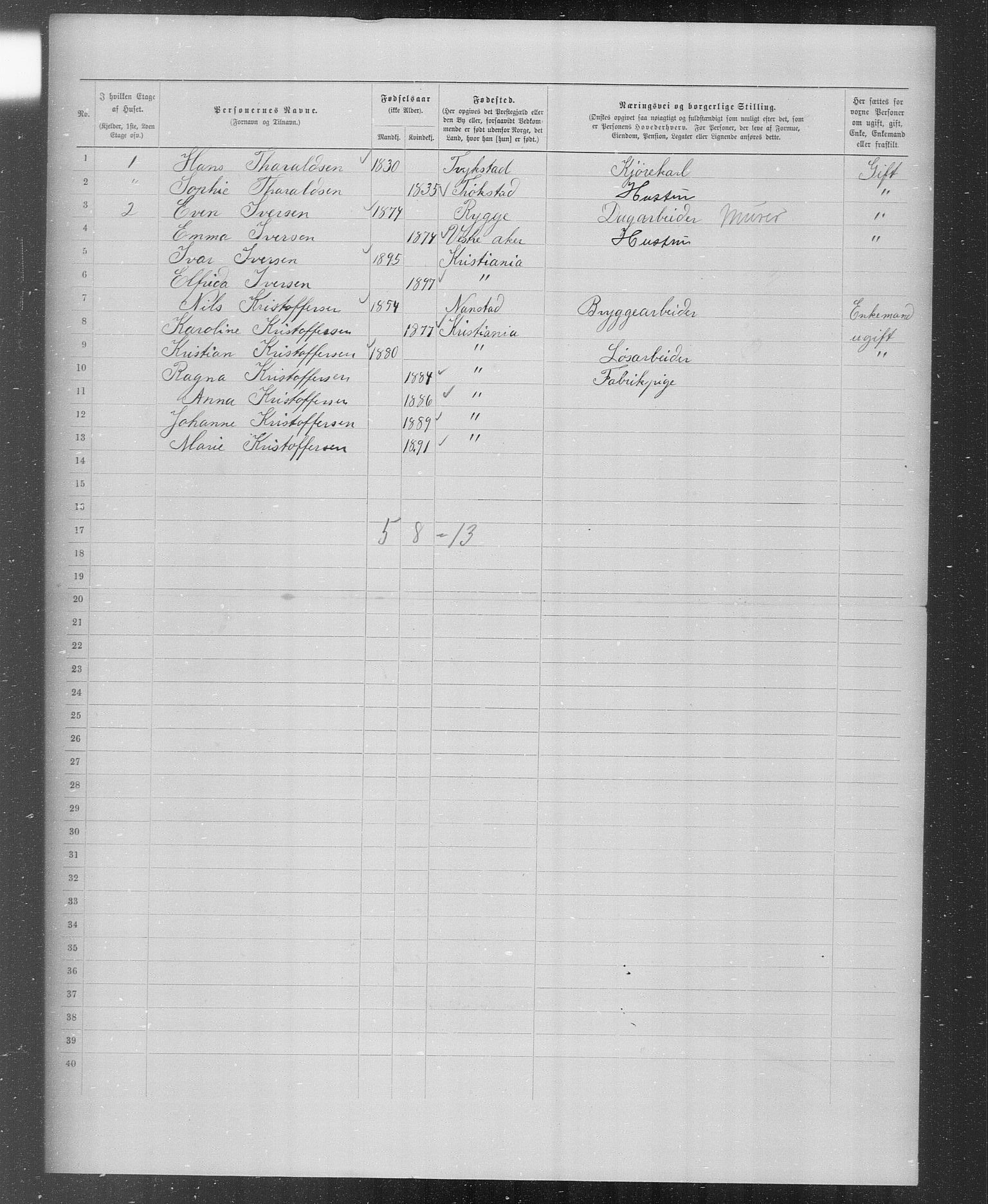 OBA, Municipal Census 1899 for Kristiania, 1899, p. 2312