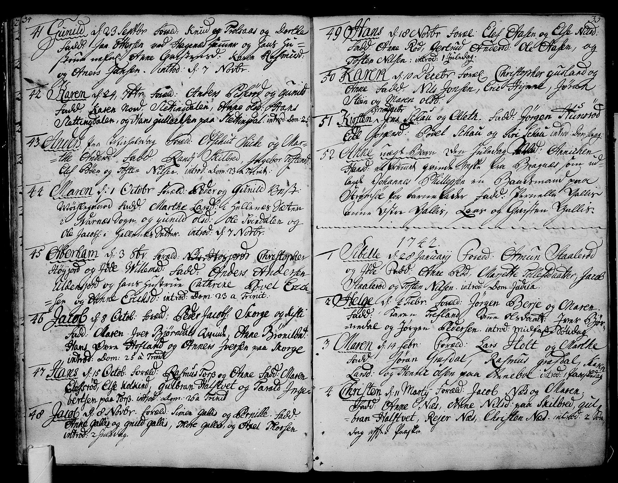 Andebu kirkebøker, AV/SAKO-A-336/F/Fa/L0002: Parish register (official) no. I 2, 1733-1802, p. 34-35