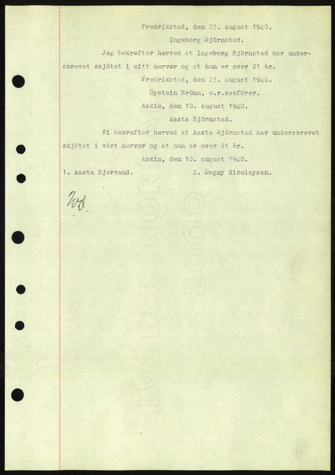 Fredrikstad byfogd, AV/SAO-A-10473a/G/Ga/Gac/L0002: Mortgage book no. A32a, 1940-1945, Diary no: : 747/1940