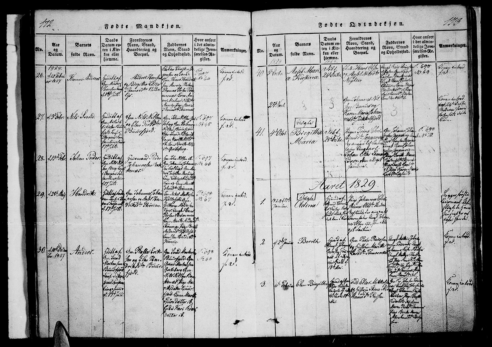 Skjervøy sokneprestkontor, SATØ/S-1300/H/Ha/Haa/L0004kirke: Parish register (official) no. 4, 1820-1838, p. 172-173