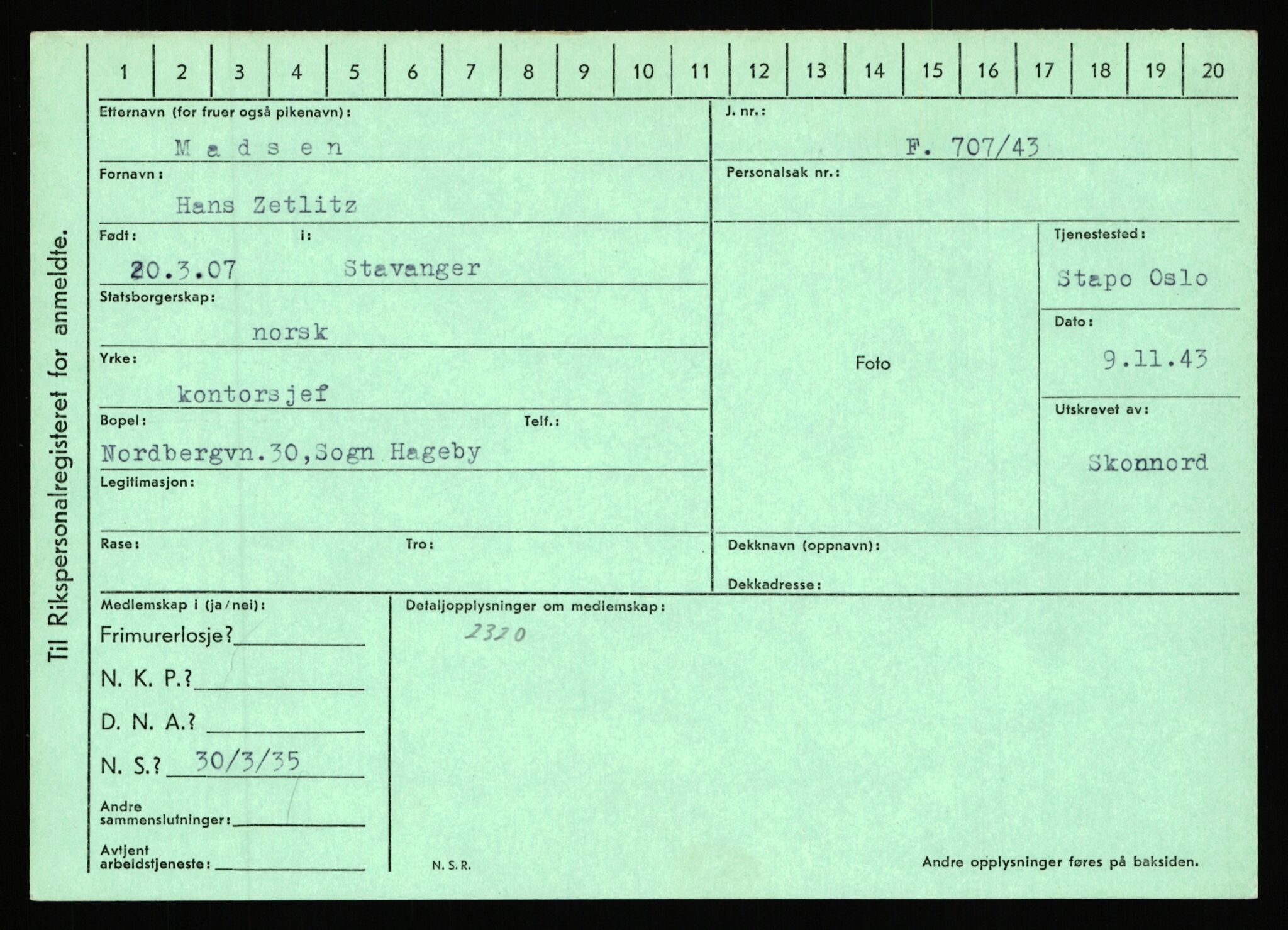 Statspolitiet - Hovedkontoret / Osloavdelingen, AV/RA-S-1329/C/Ca/L0010: Lind - Moksnes, 1943-1945, p. 2389