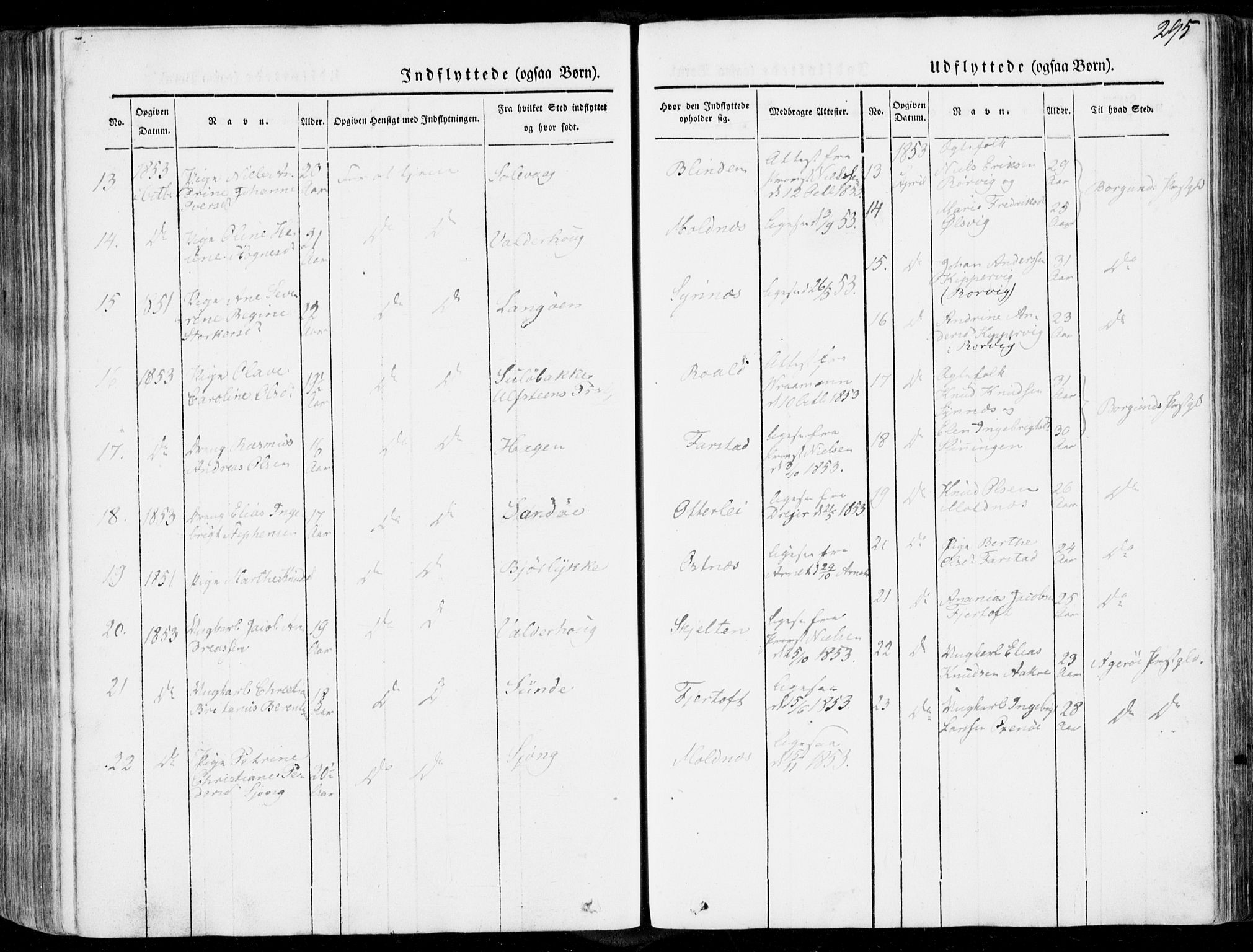 Ministerialprotokoller, klokkerbøker og fødselsregistre - Møre og Romsdal, SAT/A-1454/536/L0497: Parish register (official) no. 536A06, 1845-1865, p. 295