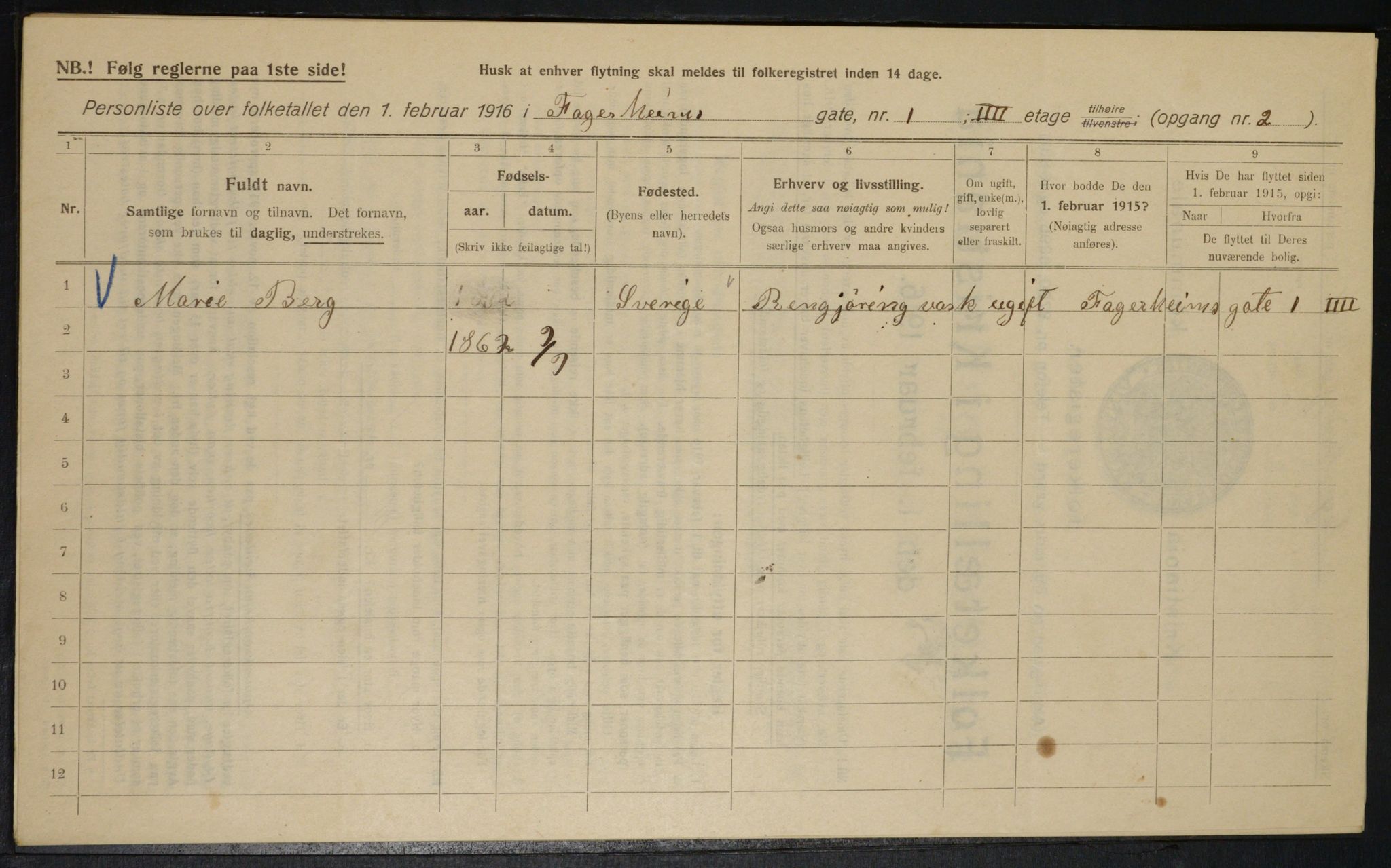 OBA, Municipal Census 1916 for Kristiania, 1916, p. 23449