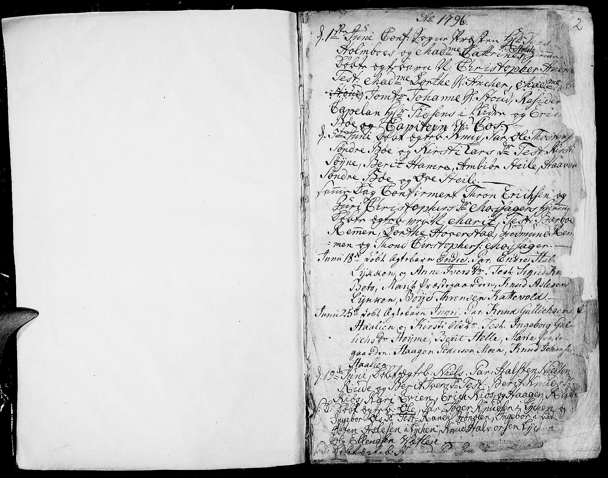Vang prestekontor, Valdres, SAH/PREST-140/H/Ha/L0002: Parish register (official) no. 2, 1796-1808, p. 1-2