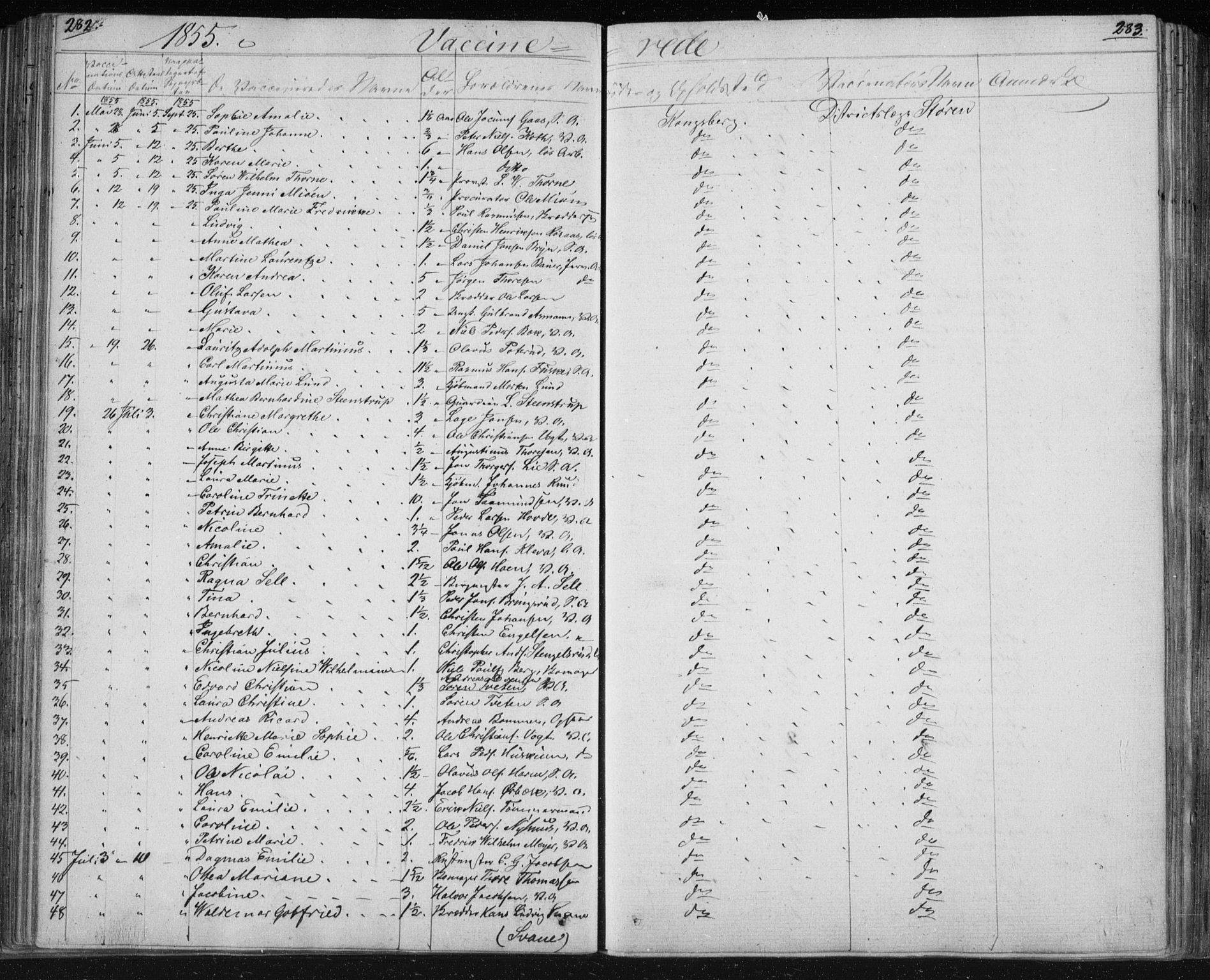 Kongsberg kirkebøker, SAKO/A-22/F/Fa/L0009: Parish register (official) no. I 9, 1839-1858, p. 282-283