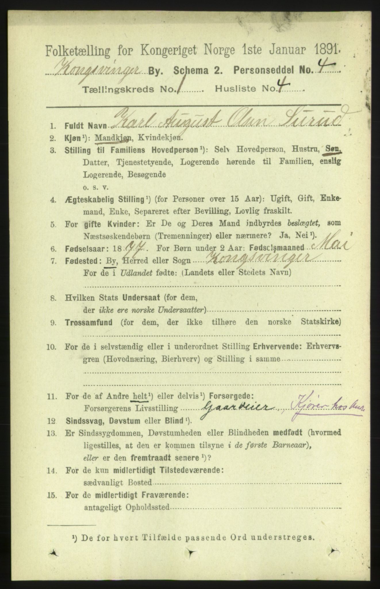 RA, 1891 census for 0402 Kongsvinger, 1891, p. 342