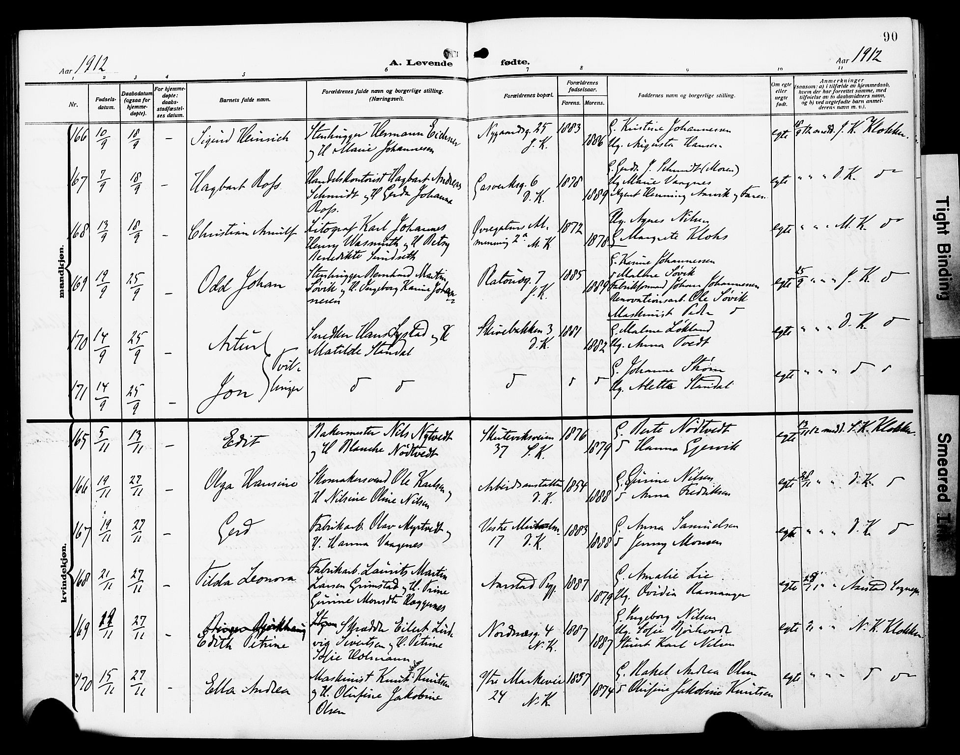 Fødselsstiftelsens sokneprestembete*, SAB/-: Parish register (official) no. A 4, 1910-1918, p. 90