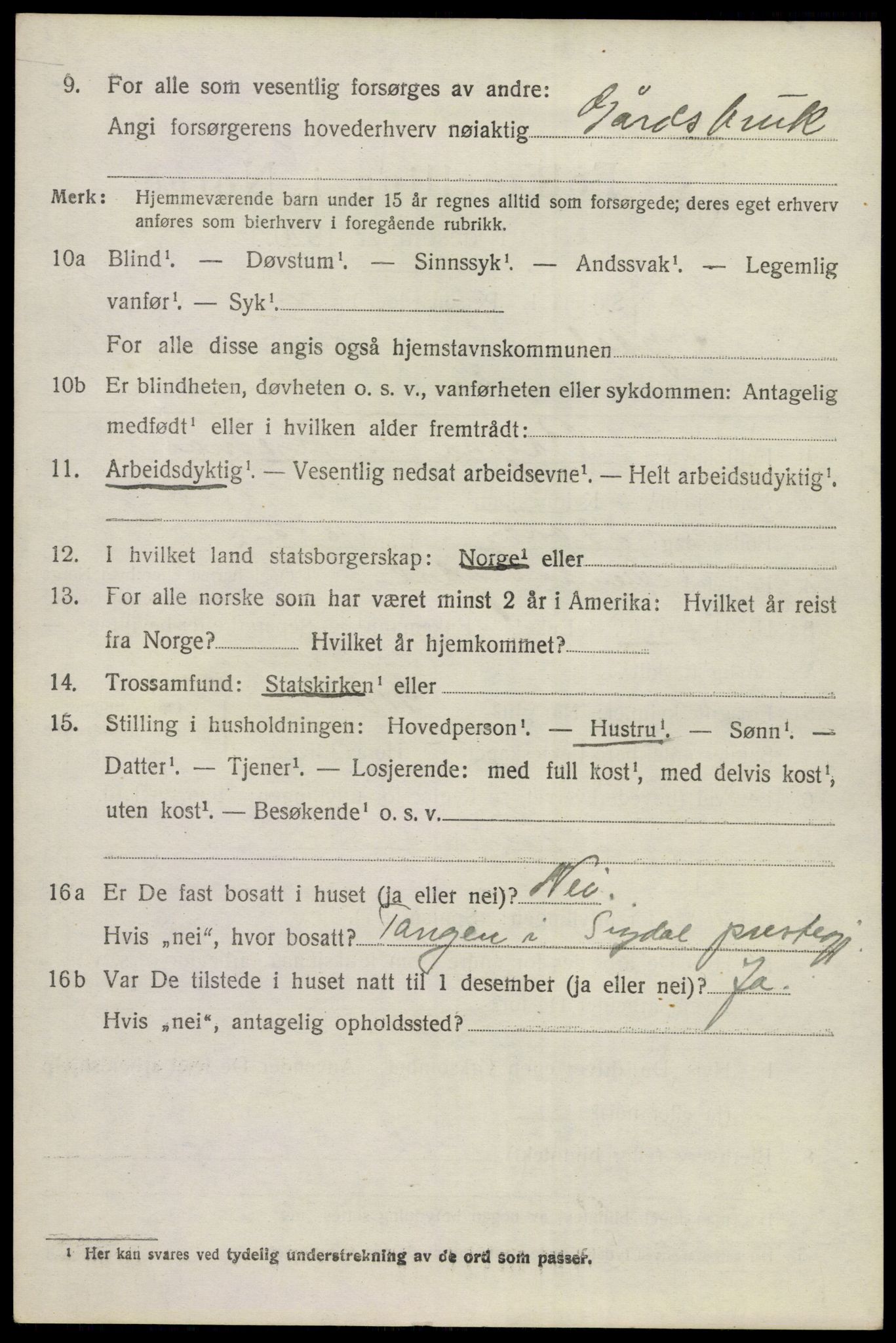 SAKO, 1920 census for Sigdal, 1920, p. 8889