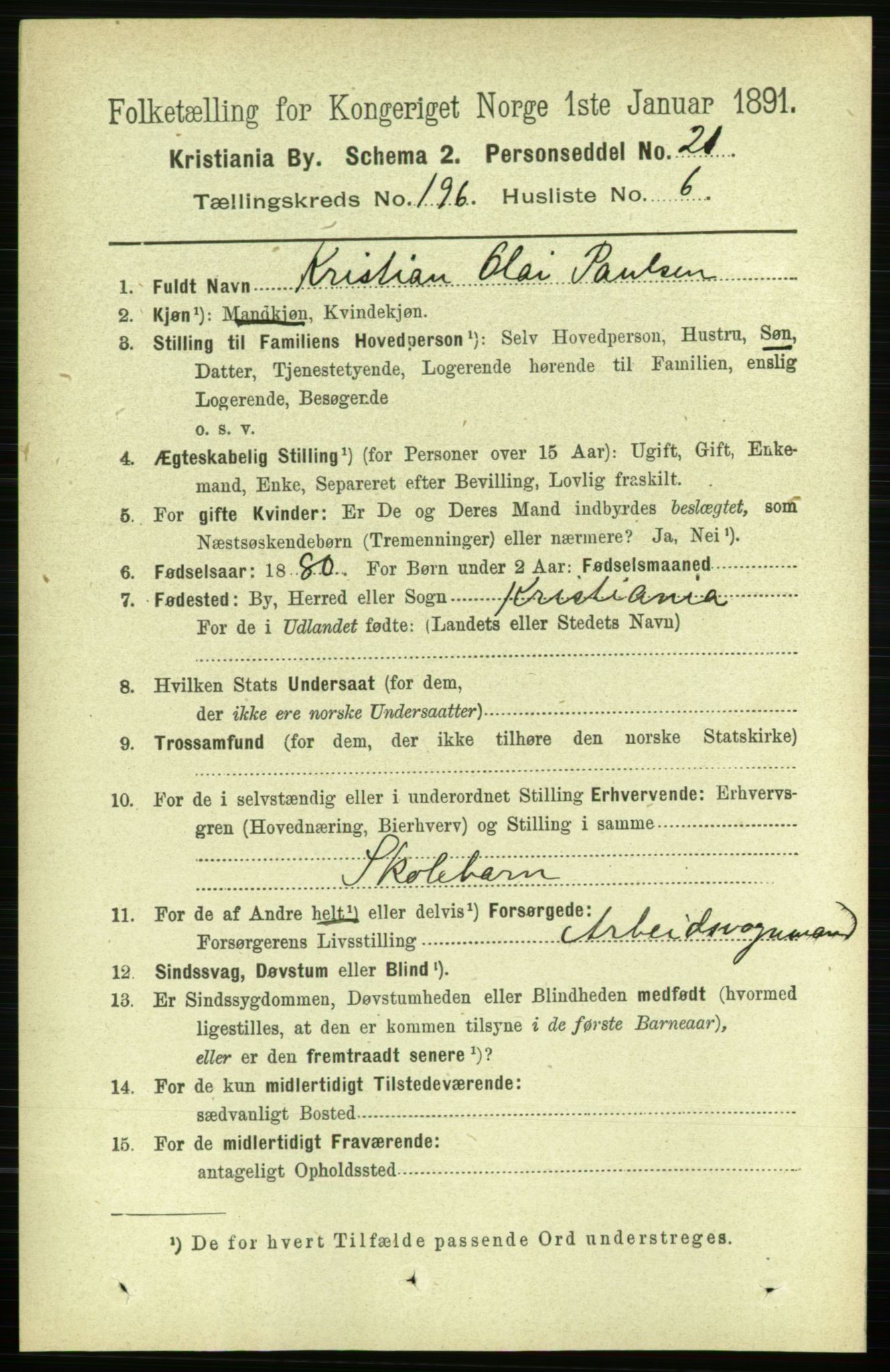 RA, 1891 census for 0301 Kristiania, 1891, p. 118400
