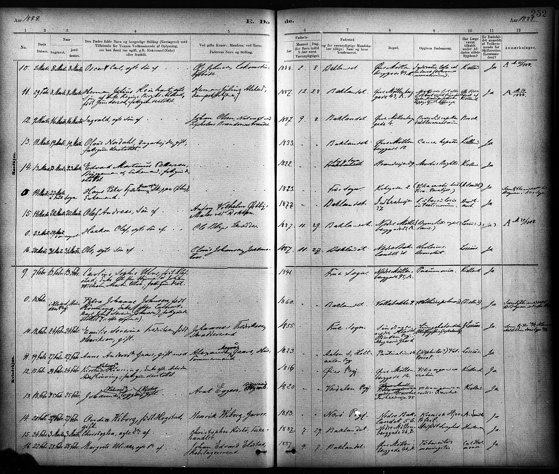 Ministerialprotokoller, klokkerbøker og fødselsregistre - Sør-Trøndelag, AV/SAT-A-1456/604/L0189: Parish register (official) no. 604A10, 1878-1892, p. 252