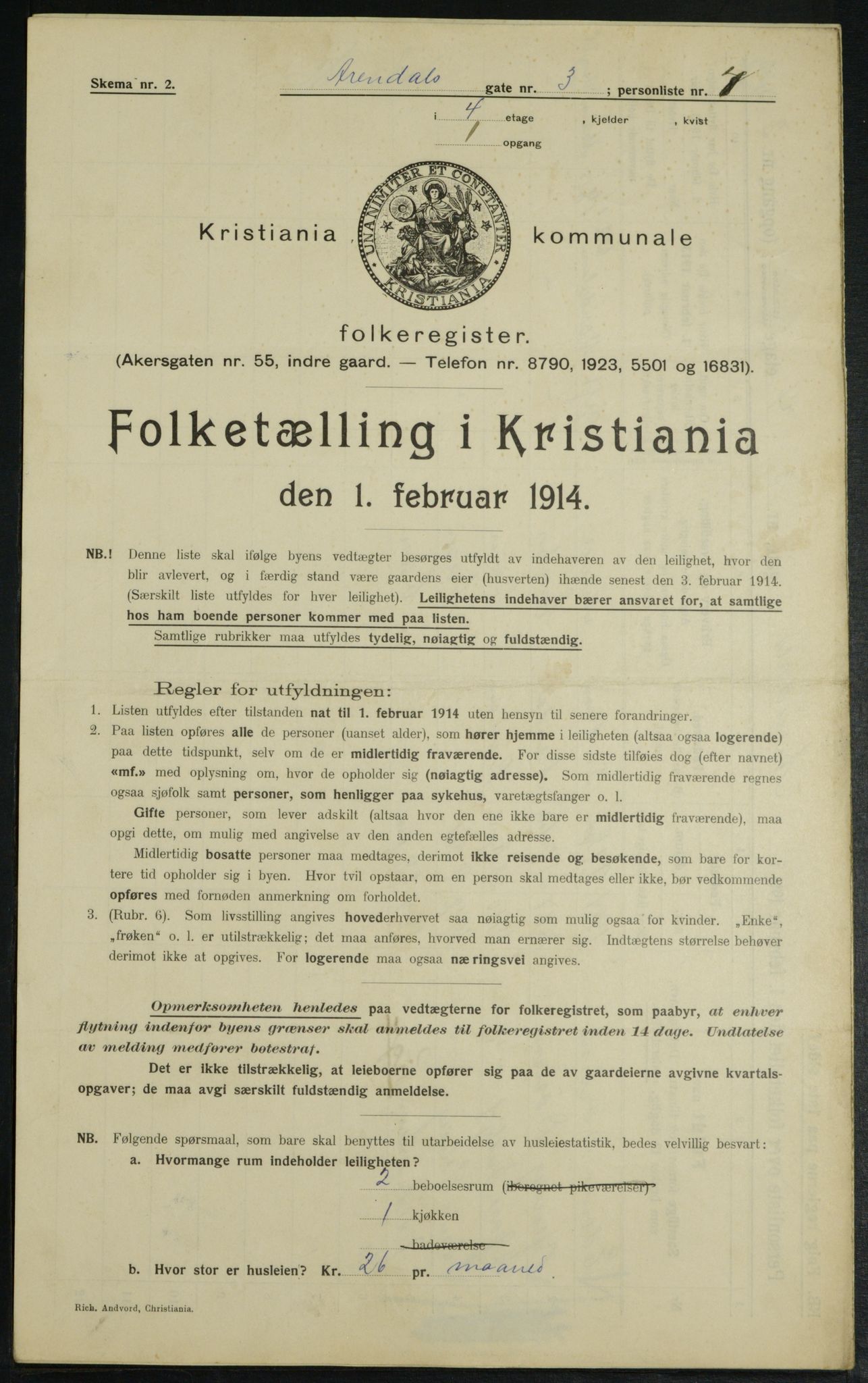 OBA, Municipal Census 1914 for Kristiania, 1914, p. 2065