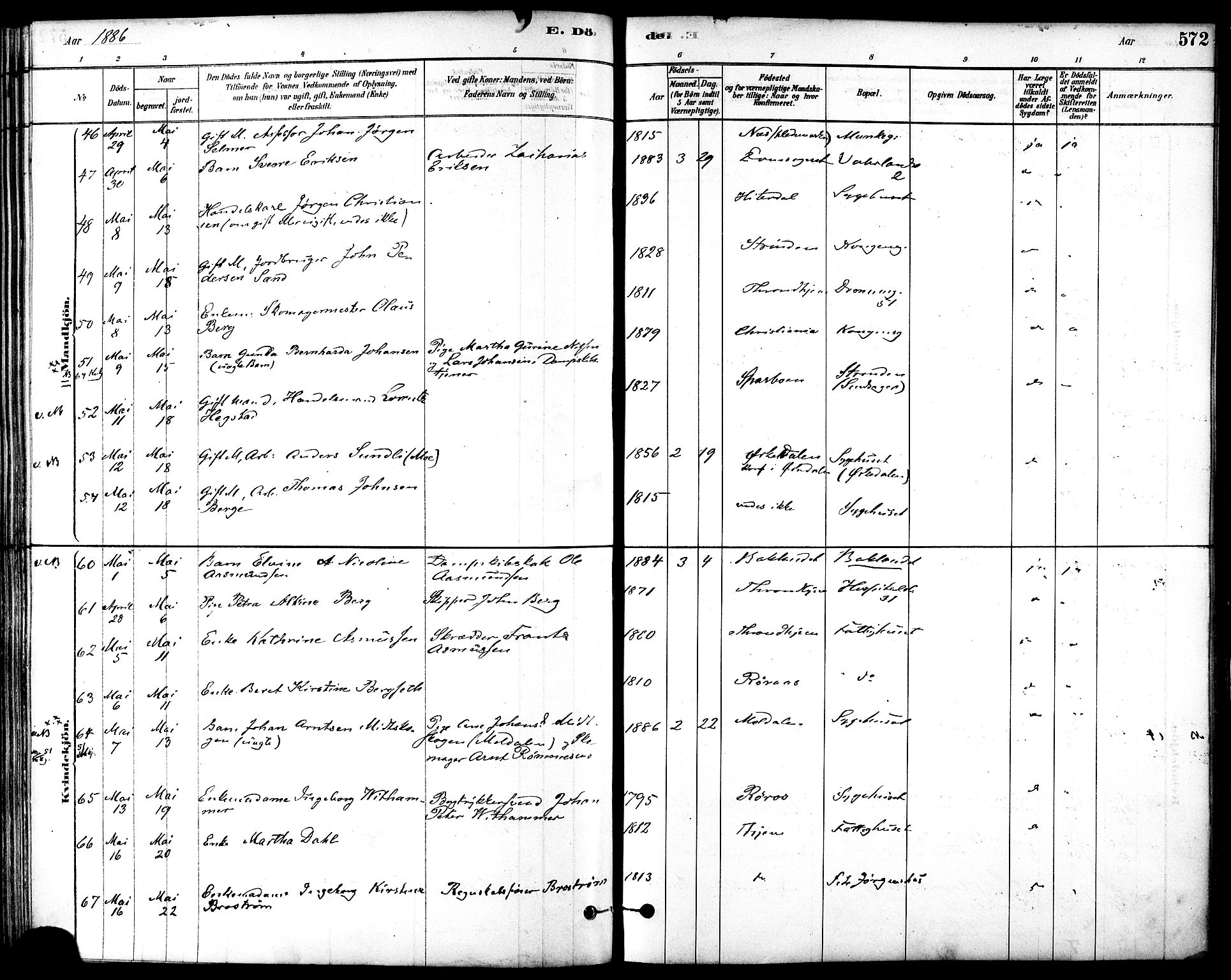 Ministerialprotokoller, klokkerbøker og fødselsregistre - Sør-Trøndelag, SAT/A-1456/601/L0058: Parish register (official) no. 601A26, 1877-1891, p. 572