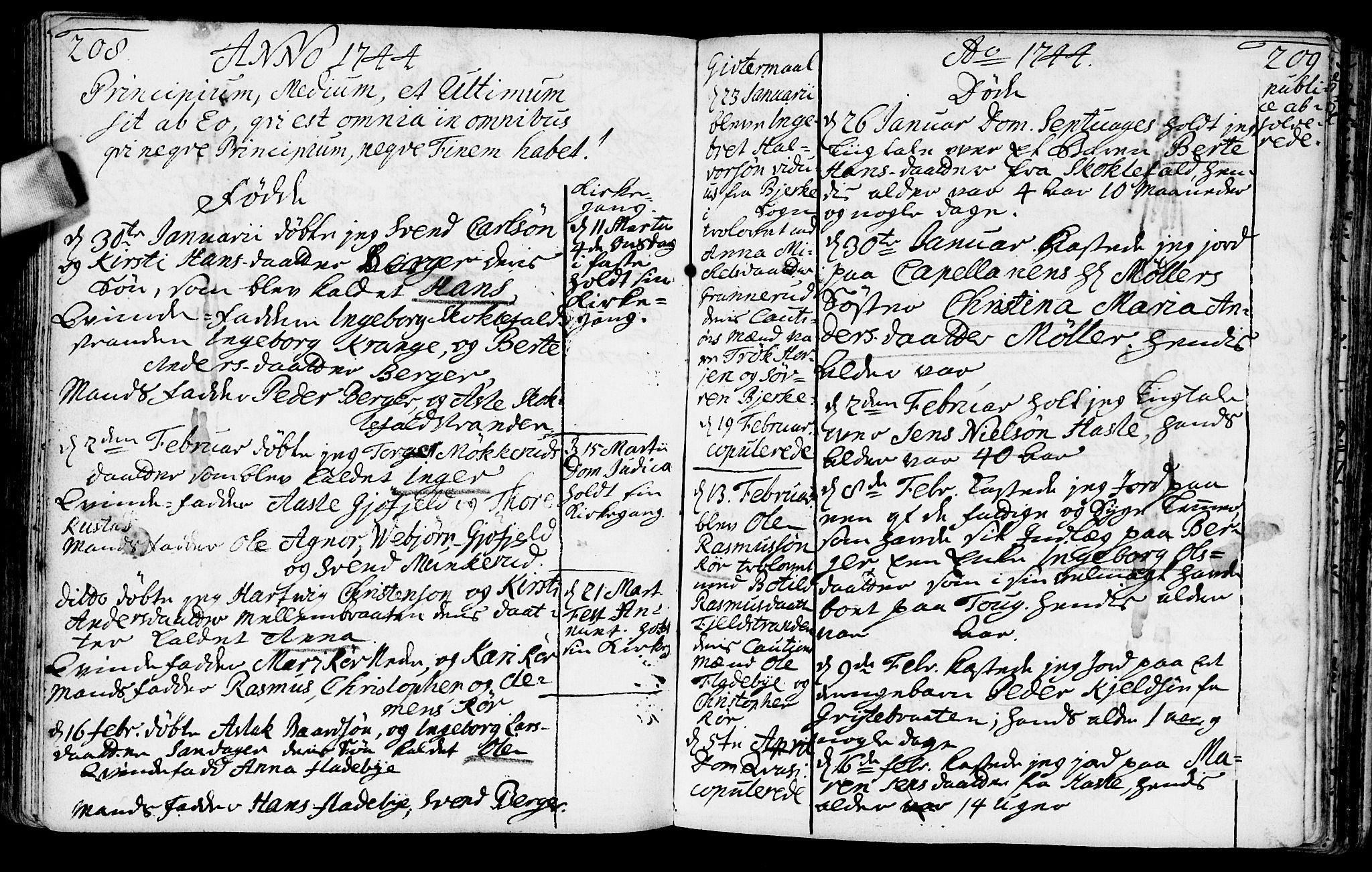 Nesodden prestekontor Kirkebøker, AV/SAO-A-10013/F/Fa/L0001: Parish register (official) no. I 1, 1709-1750, p. 208-209