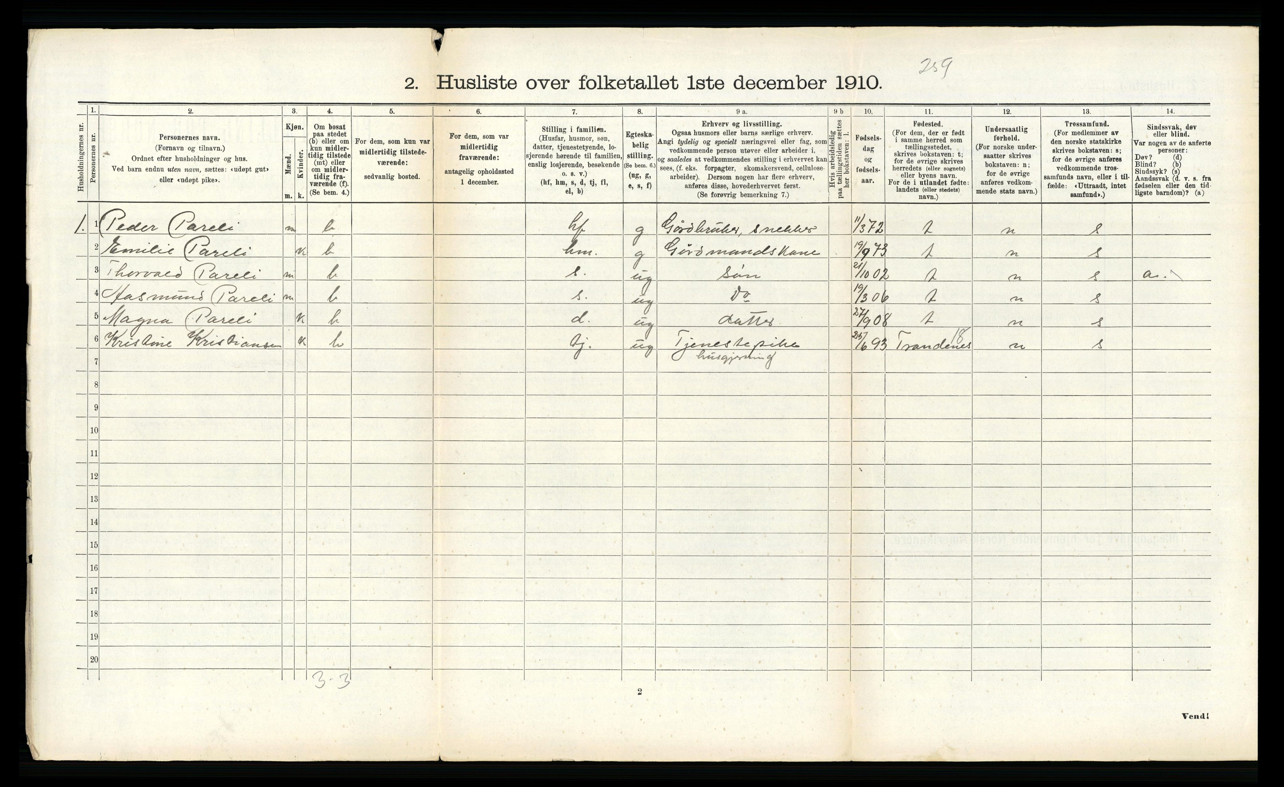 RA, 1910 census for Vågan, 1910, p. 1546