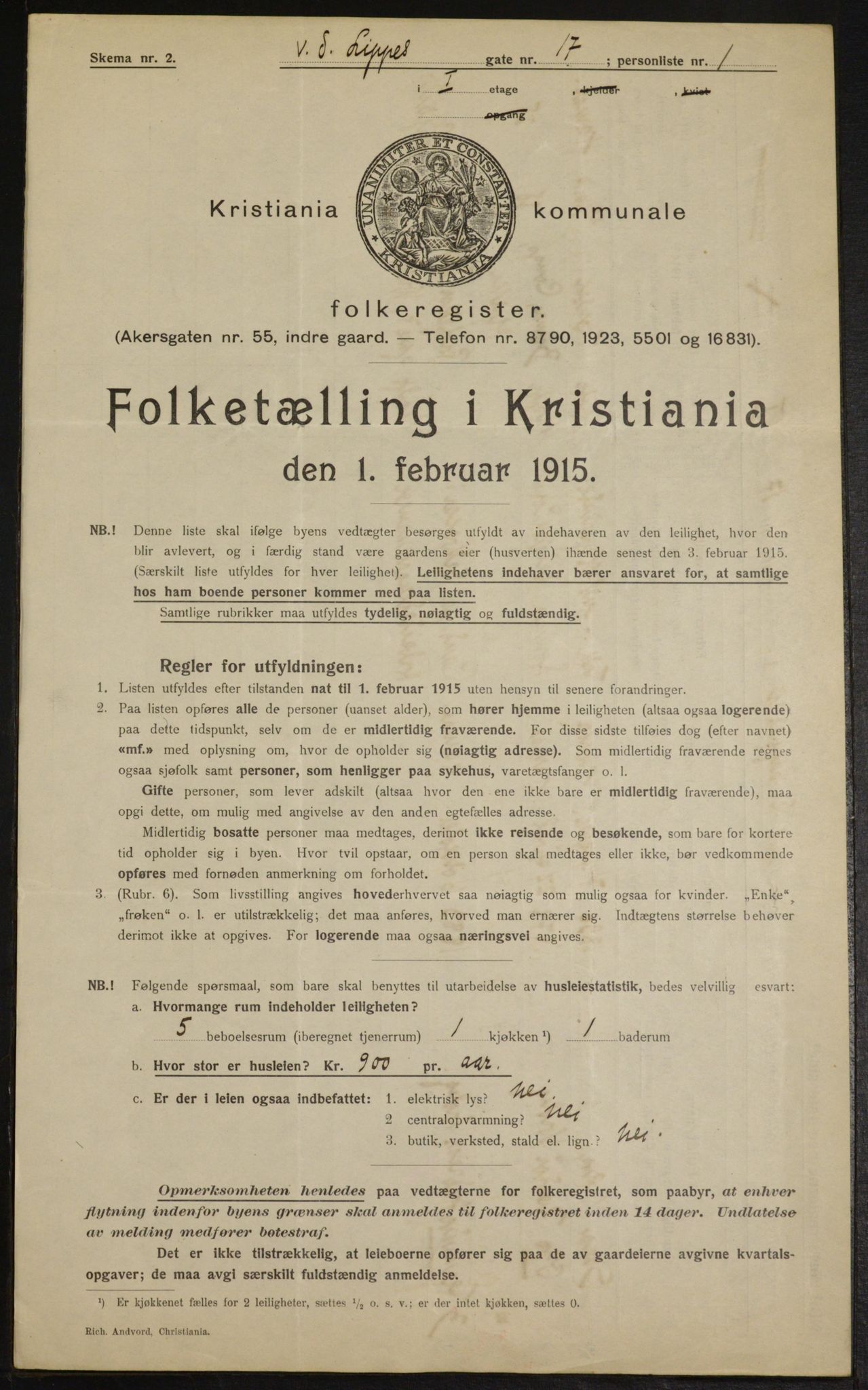 OBA, Municipal Census 1915 for Kristiania, 1915, p. 125984