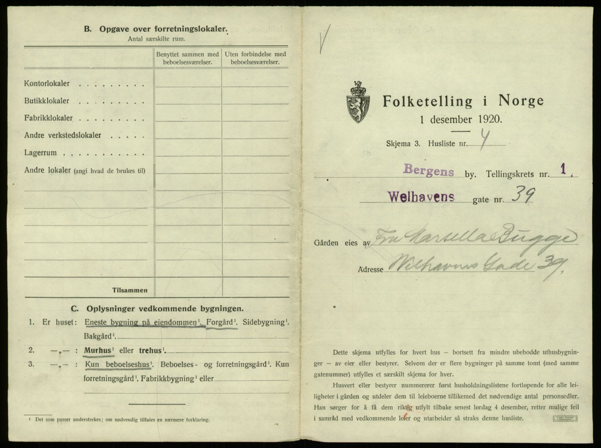 SAB, 1920 census for Bergen, 1920, p. 488